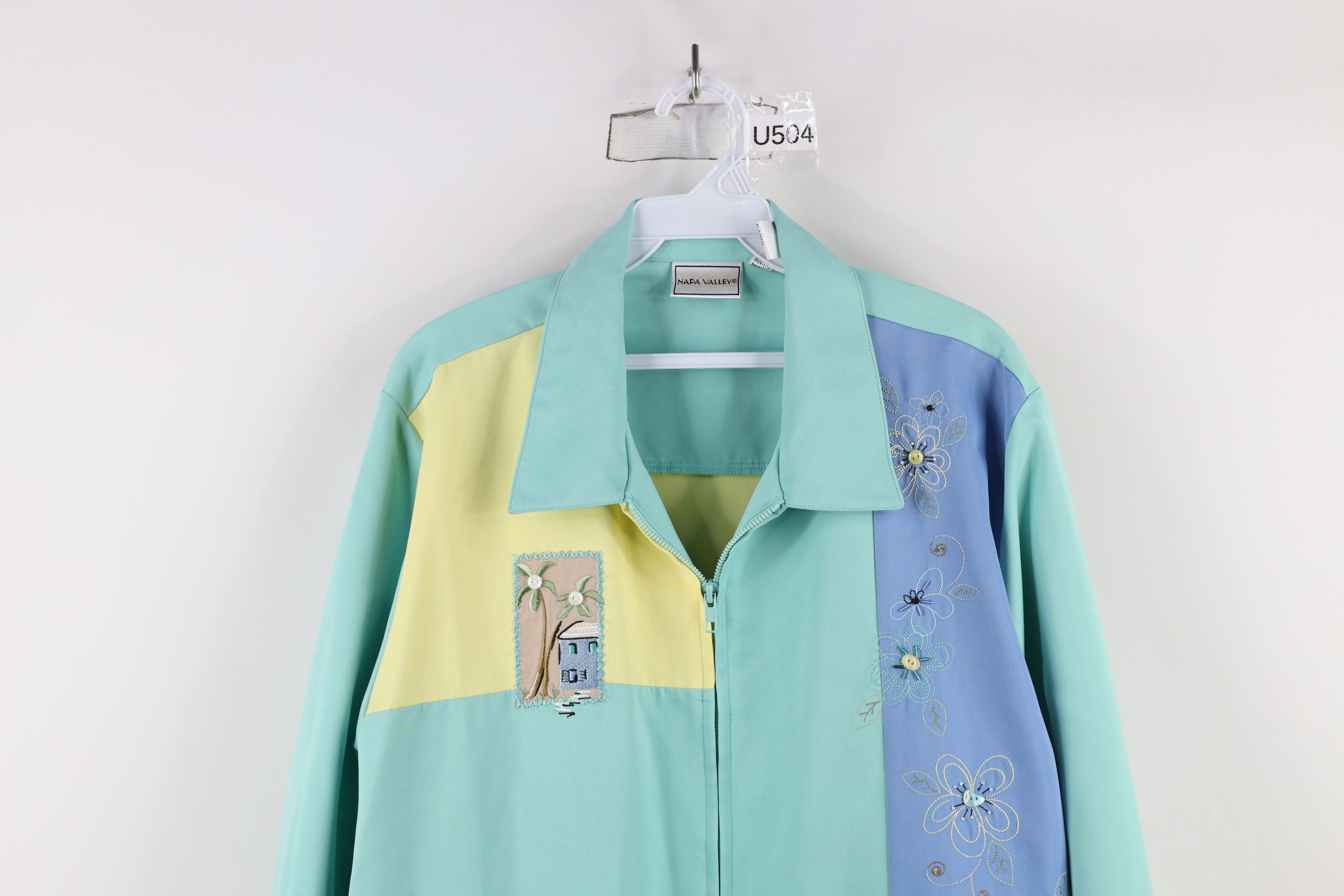Vintage Vintage 90s Streetwear Block Flower Full Zip Bomber Jacket Size L / US 10 / IT 46 - 2 Thumbnail