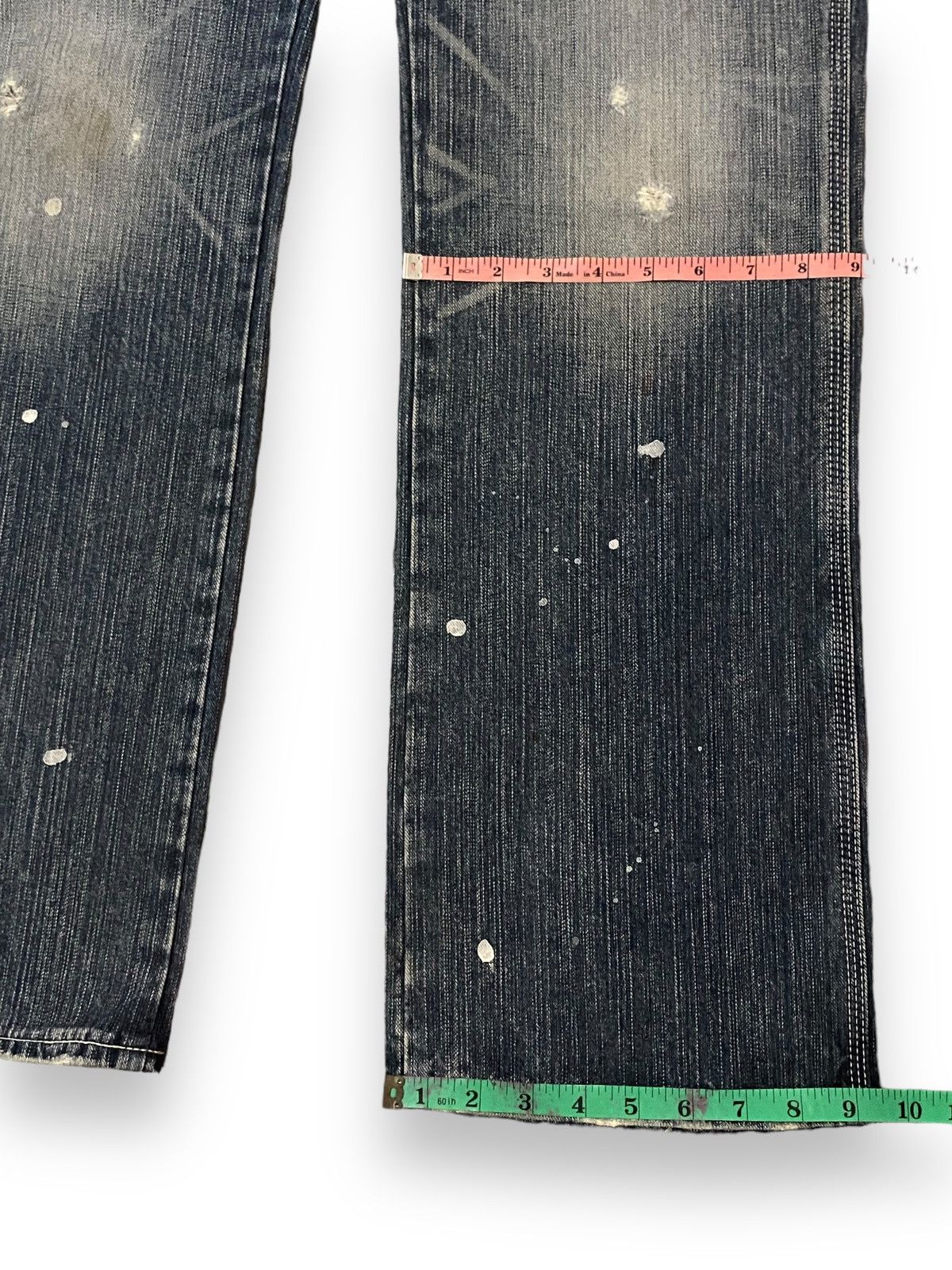Edwin × Japanese Brand FLARE 🔥 Edwin 503 Blue Trip Distressed Splash Paint Denim Size US 33 - 23 Thumbnail