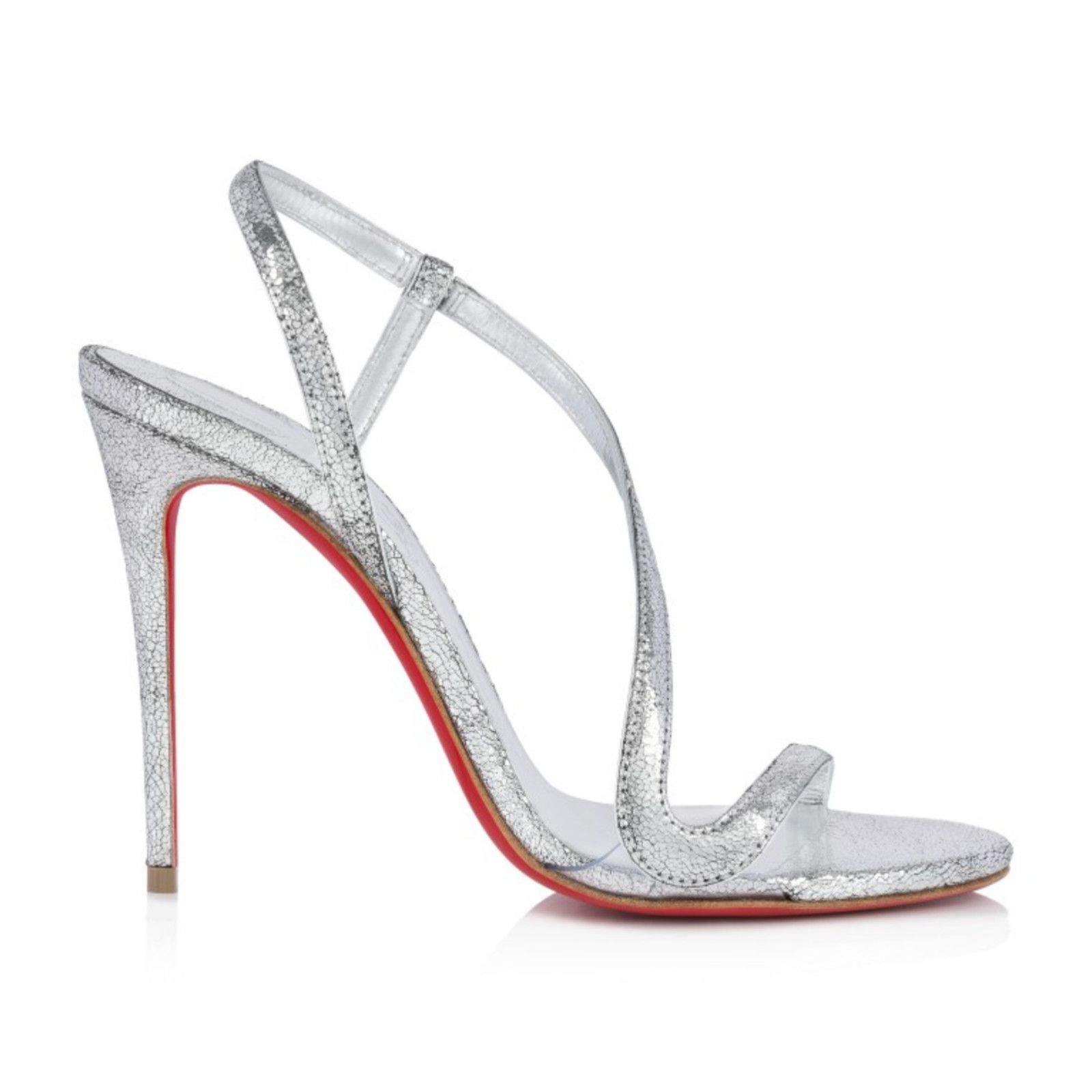 Christian Louboutin Christian Louboutin Rosalie 100 Silver Maoir Ankle Strap Size US 7.5 / IT 37.5 - 5 Thumbnail