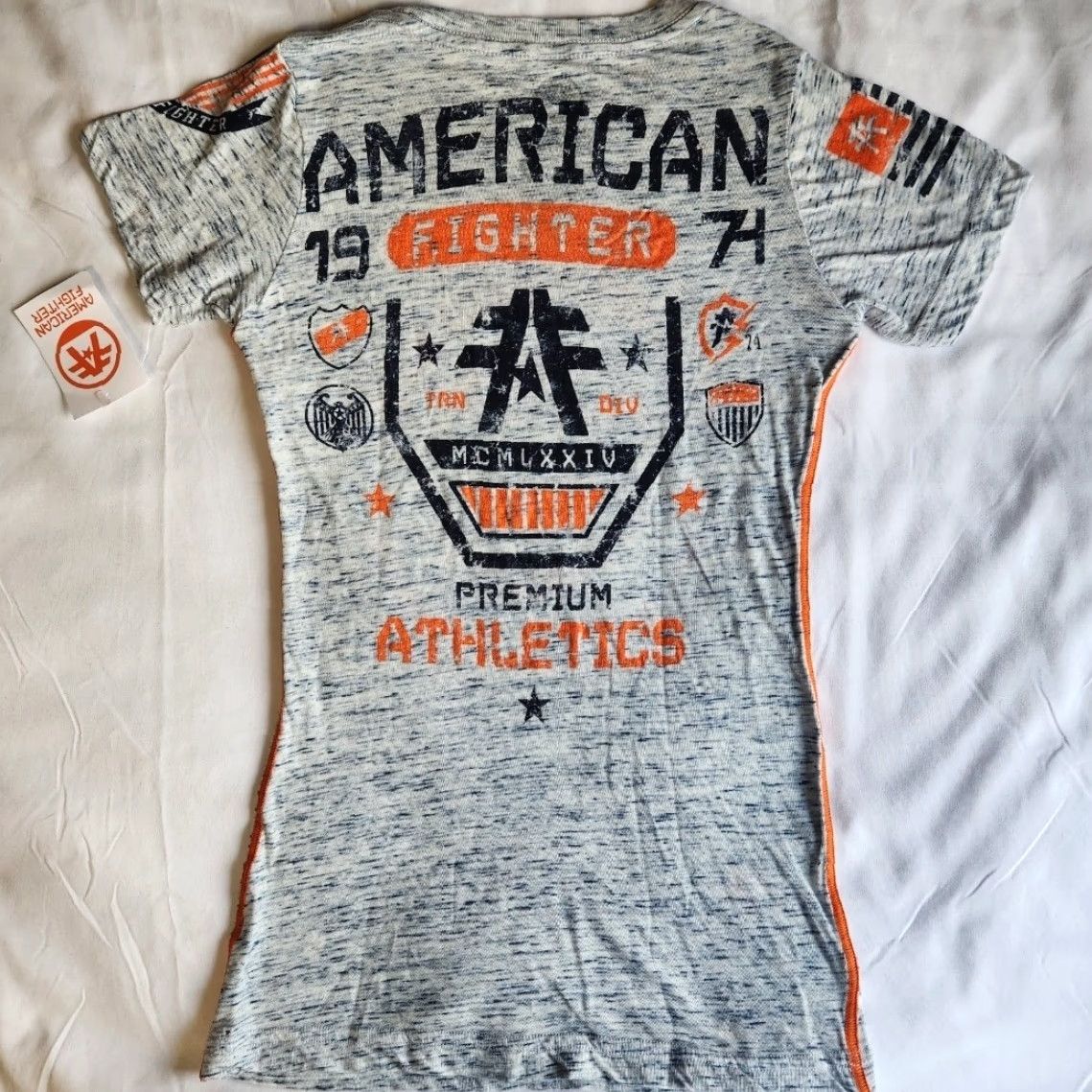Vintage American Fighter By Affliction Saginaw Valley Women's L Grey Graphic T-Shirt MMA Athletic Gymwear Biker Tee Shirt Womens L Grey Graphic MMA Size L / US 10 / IT 46 - 3 Thumbnail