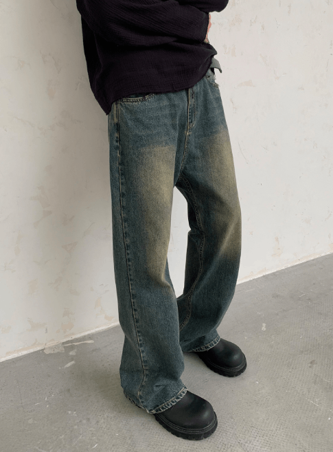 Japanese Brand × Jean Retro washed distressed all-match Cleanfit straight jeans Size US 32 / EU 48 - 2 Thumbnail