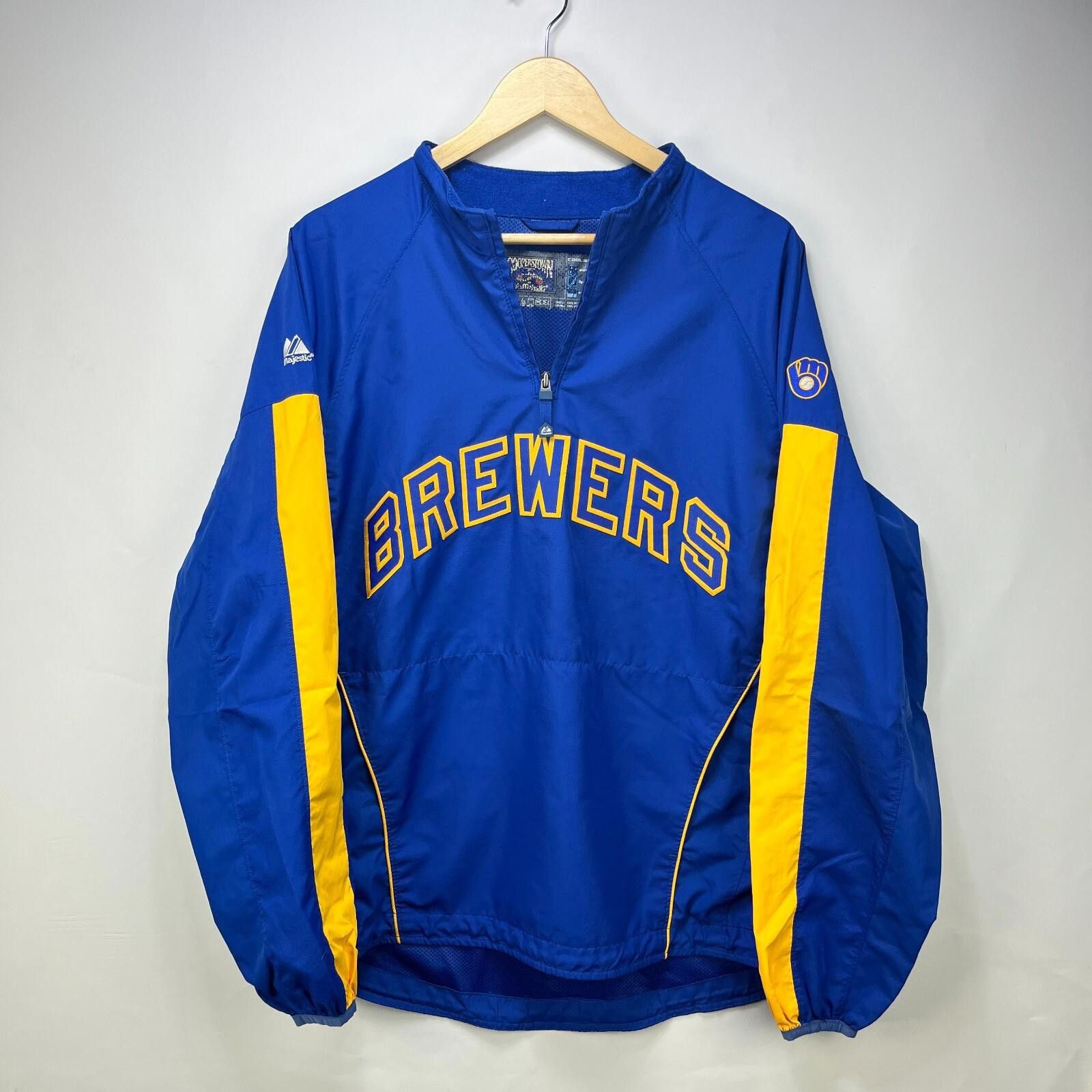 Majestic Vintage Majestic Milwaukee Brewers Windbreaker Jacket Medium Size US M / EU 48-50 / 2 - 1 Thumbnail