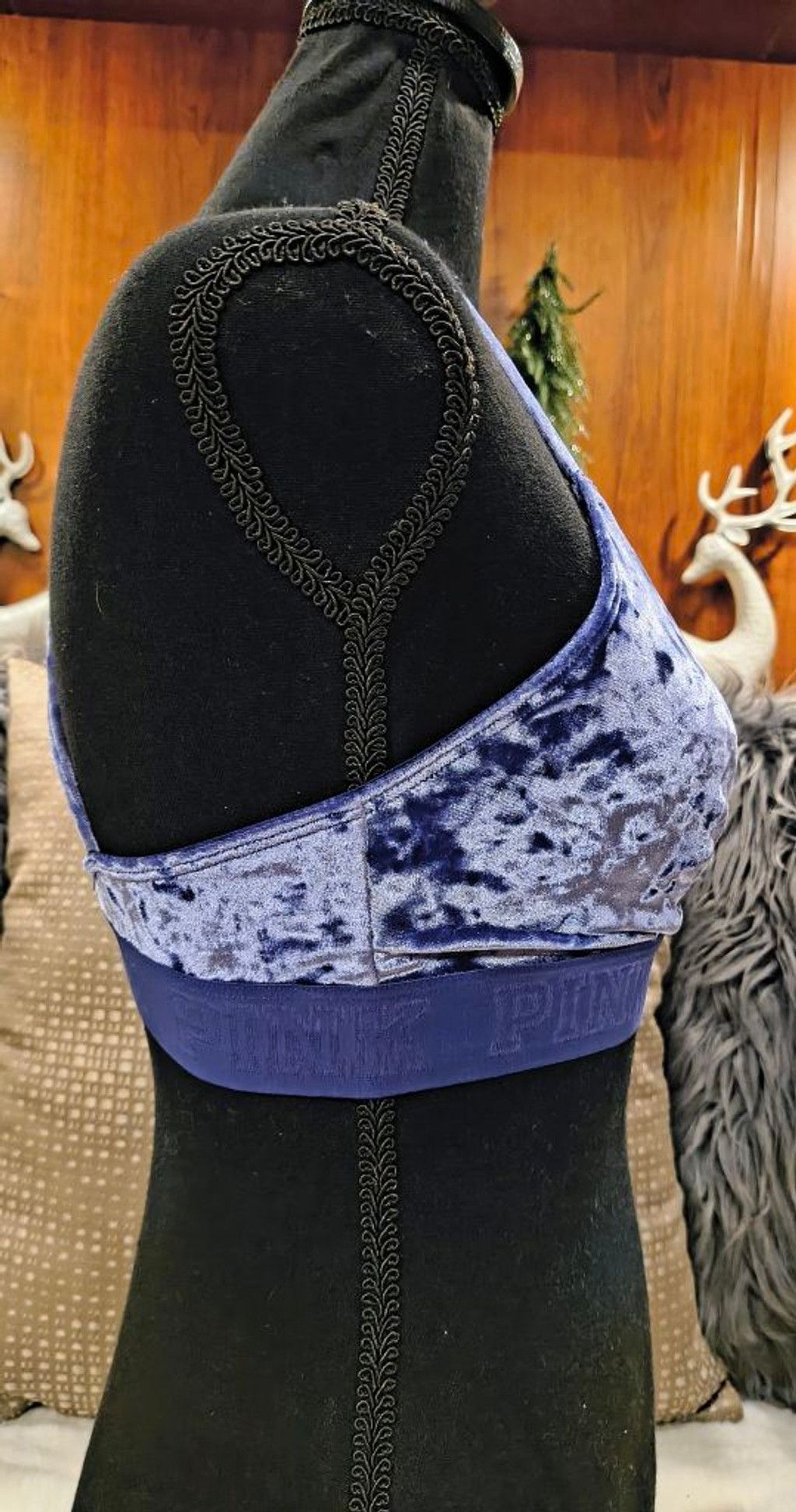 Pink Women's PINK Blue Velvet Bralette Size ONE SIZE - 2 Thumbnail