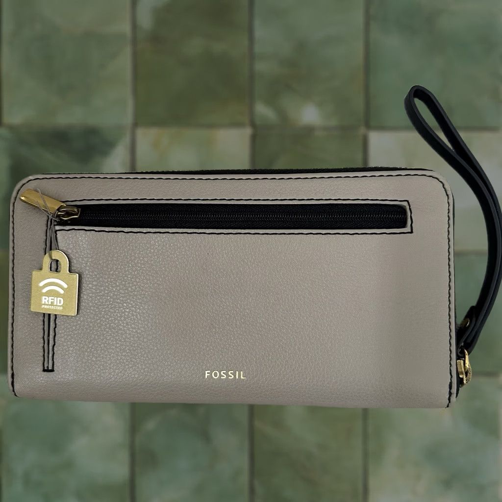 Fossil Fossil Jori RFID Zip Clutch Taupe Wallet Women Zip-Around Size ONE SIZE - 1 Thumbnail