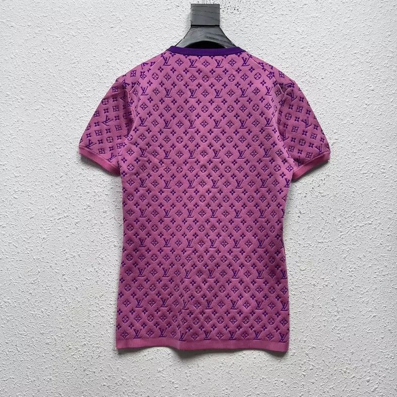 Louis Vuitton LOUIS VUITTON Purple and pink color matching full logo knit Size US L / EU 52-54 / 3 - 2 Thumbnail