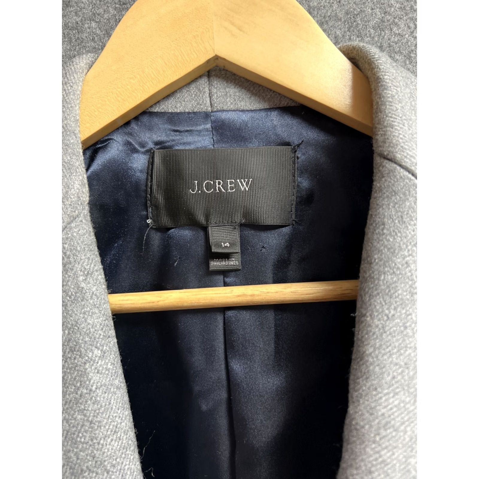 J.Crew J.CREW Wool Long Dress Coat Womens 14 Gray Topcoat 36in Pit/length 19in Size XL / US 12-14 / IT 48-50 - 4 Thumbnail