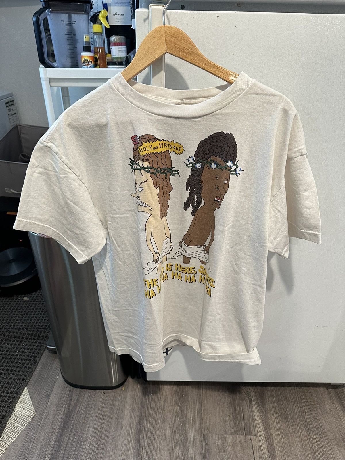 image of Denim Tears Holy And Virtuous T Shirt in White, Men's (Size Large)