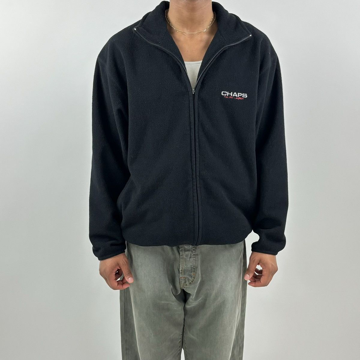 Chaps Ralph Lauren × Ralph Lauren × Vintage vintage 90s CHAPS RALPH LAUREN Fleece Spellout zip-up jacket Size US XL / EU 56 / 4 - 4 Thumbnail