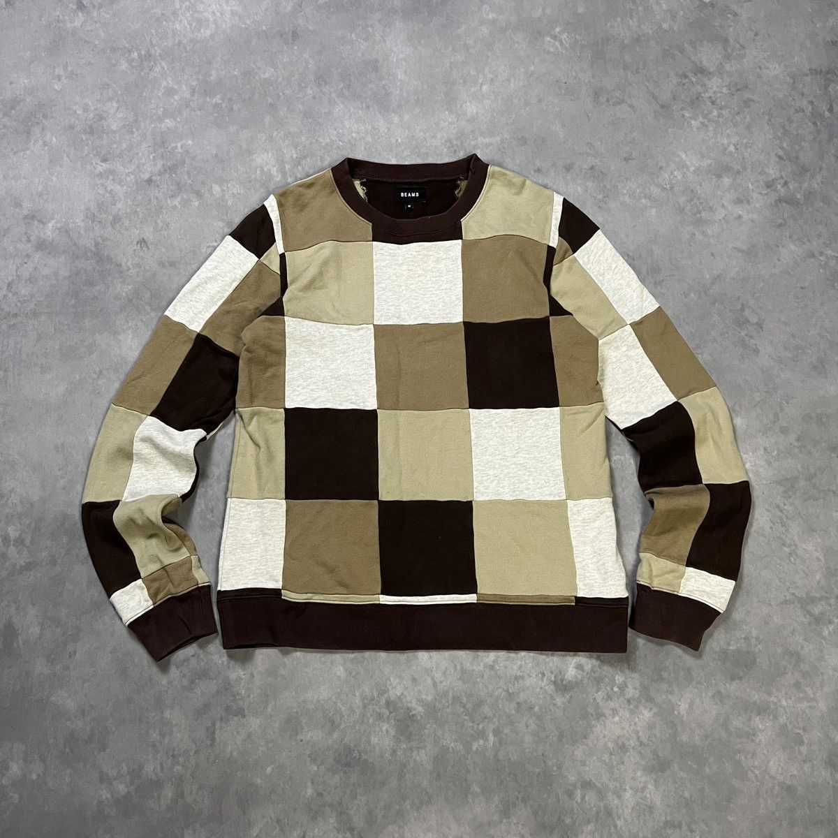 BEAMS Patch Work Crewneck
