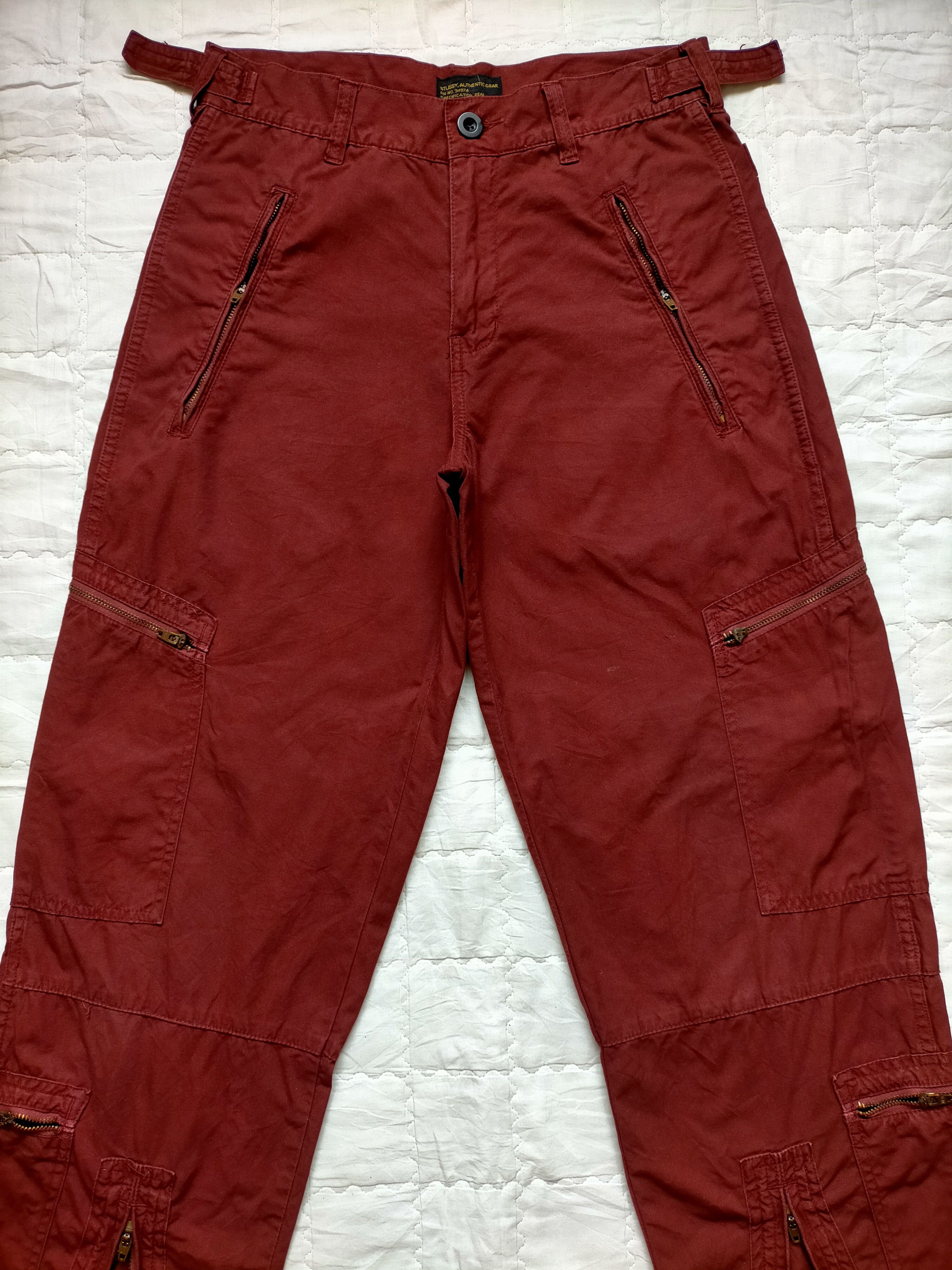 Stussy Stussy Authentic Gear Multipocket Zipped Red Pants Size US 30 / EU 46 - 2 Thumbnail