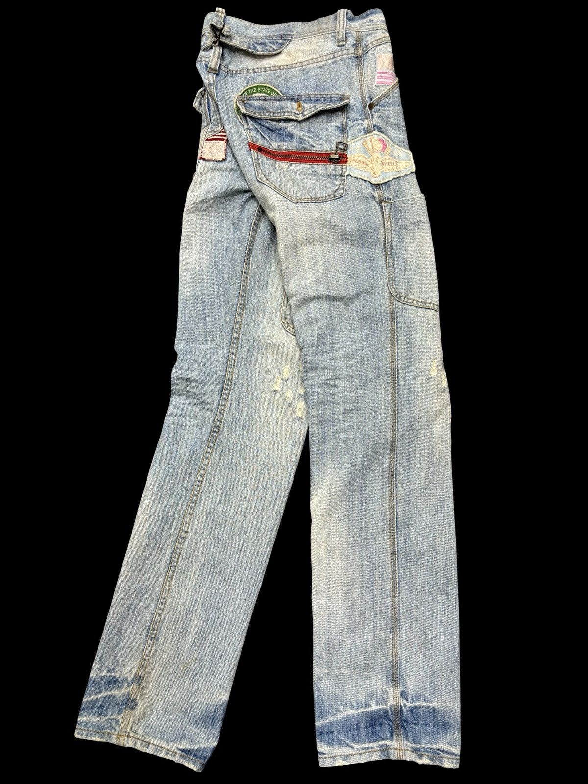 Japanese Brand 💥Insane Style Patches X Shots Distressed MPocket Denim F663 Size US 32 / EU 48 - 1 Thumbnail