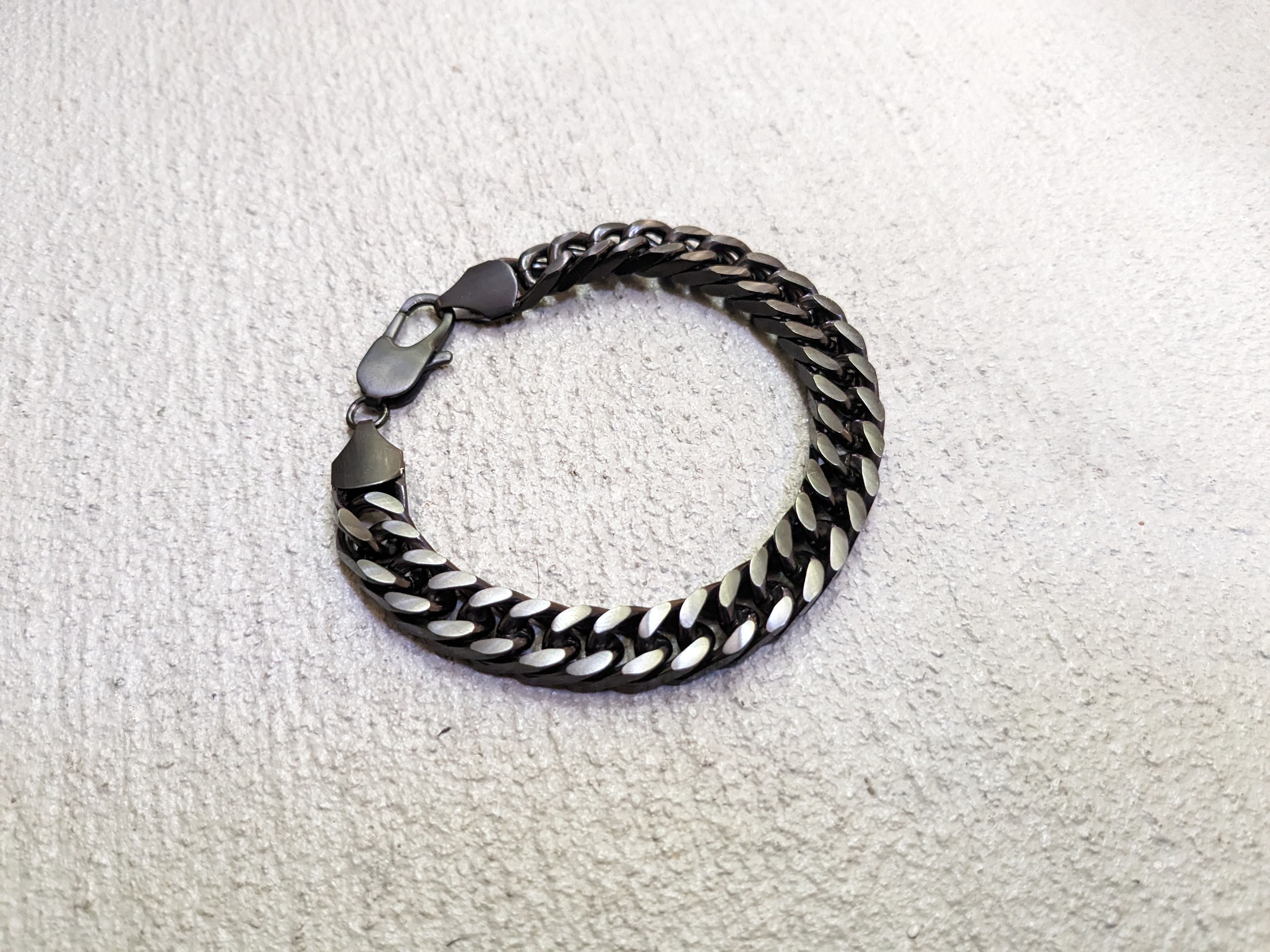 Jewelry Stainless Steel Bracelet Black Cuban Curb 8.75" Biker Punk Size ONE SIZE - 1 Thumbnail
