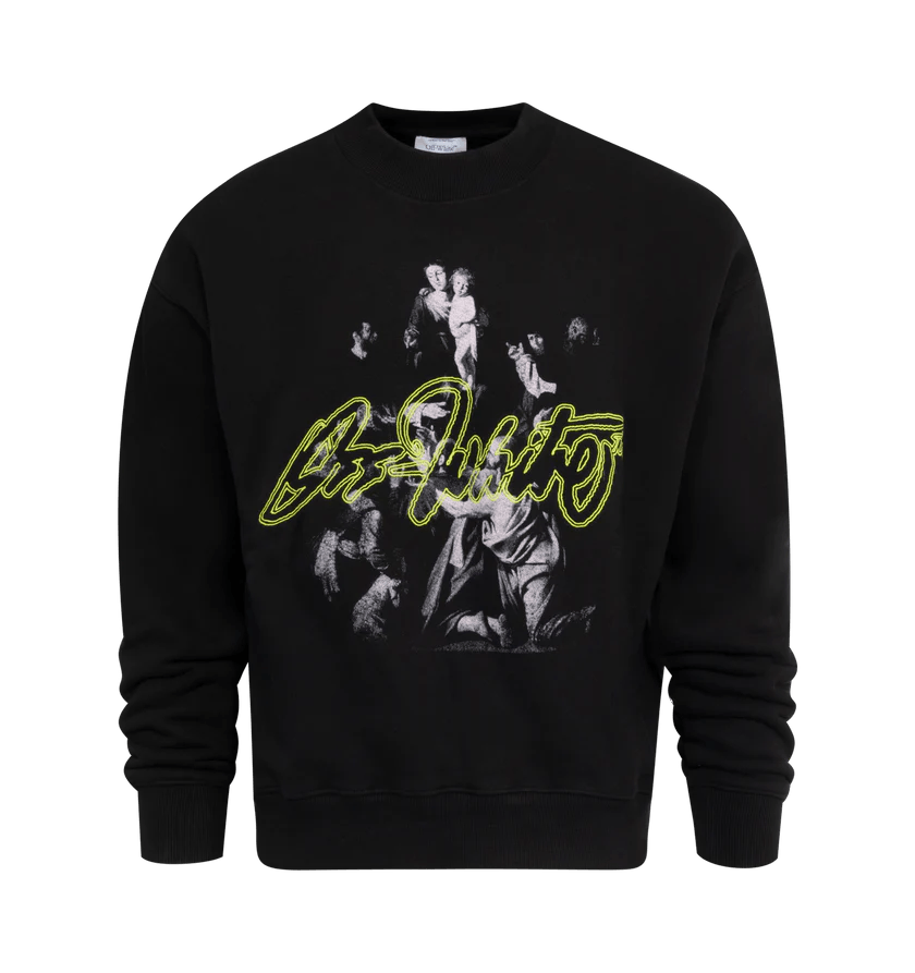Off-White o1h1sh11224 Script Mary Skate Crewneck in Black/Multi Size US M / EU 48-50 / 2 - 1 Thumbnail