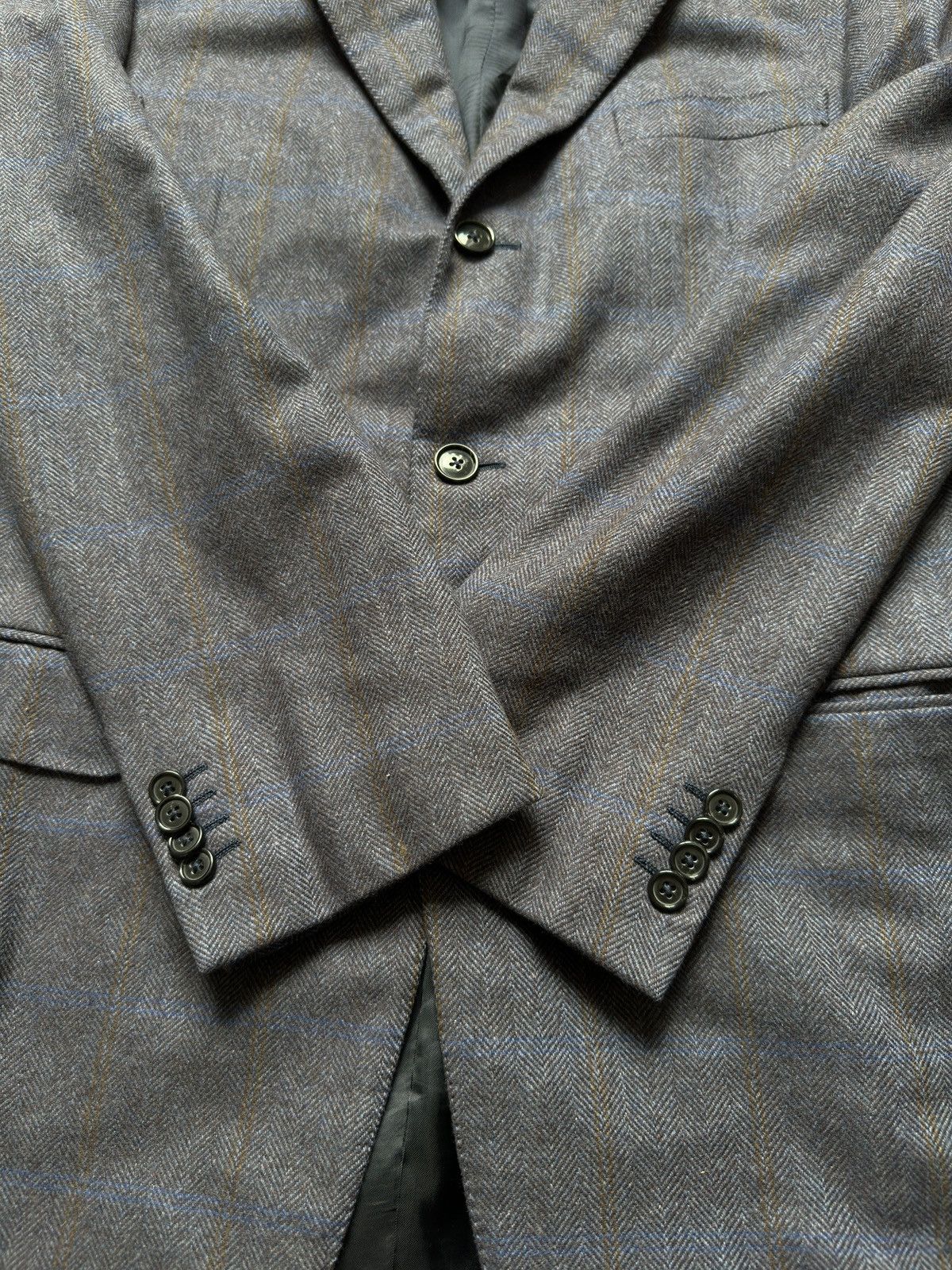 Ermenegildo Zegna Ermenegildo Zegna Mens 52 Blazer Jacket Check Tweed Blue Size 50L - 6 Thumbnail