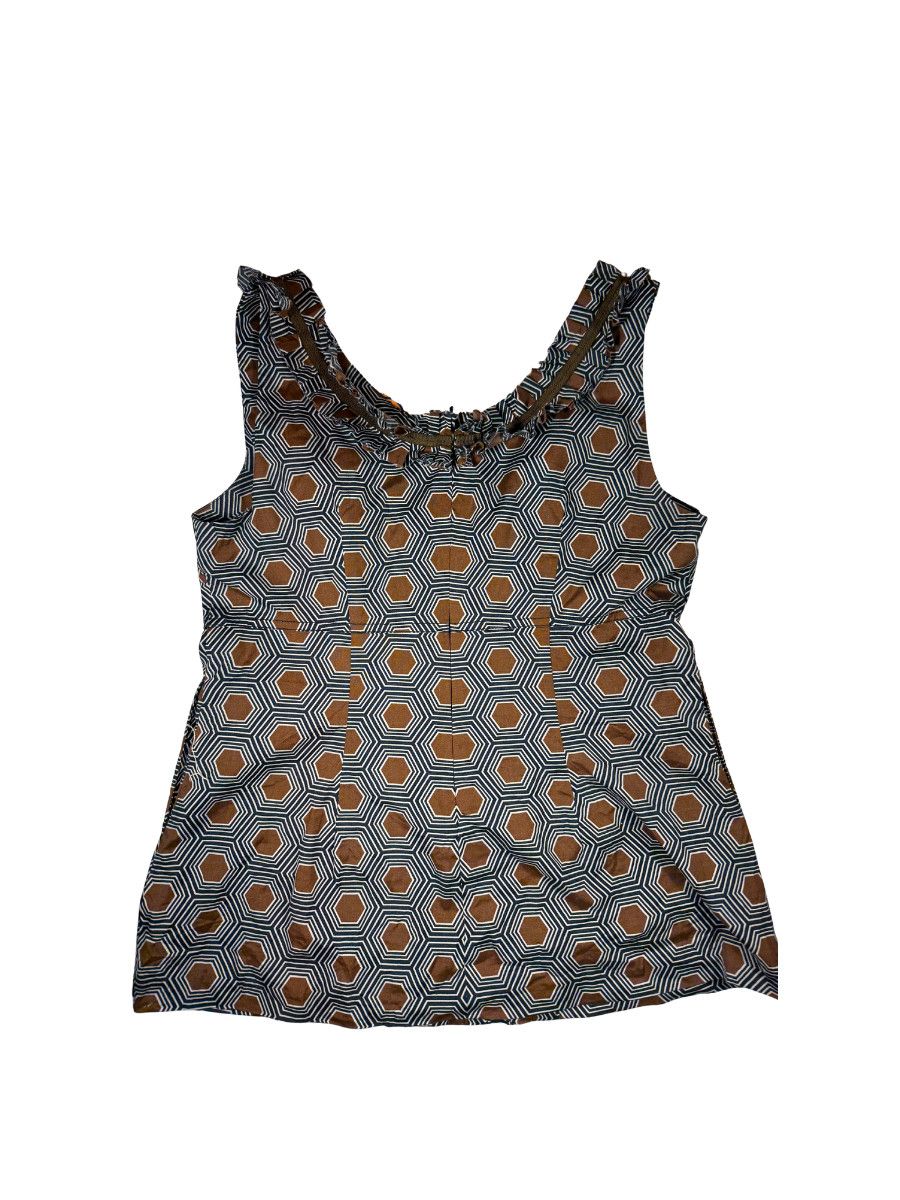 Tory Burch Tory Burch Geometric Print Cotton Tank Top Brown Blue Size M / US 6-8 / IT 42-44 - 2 Thumbnail