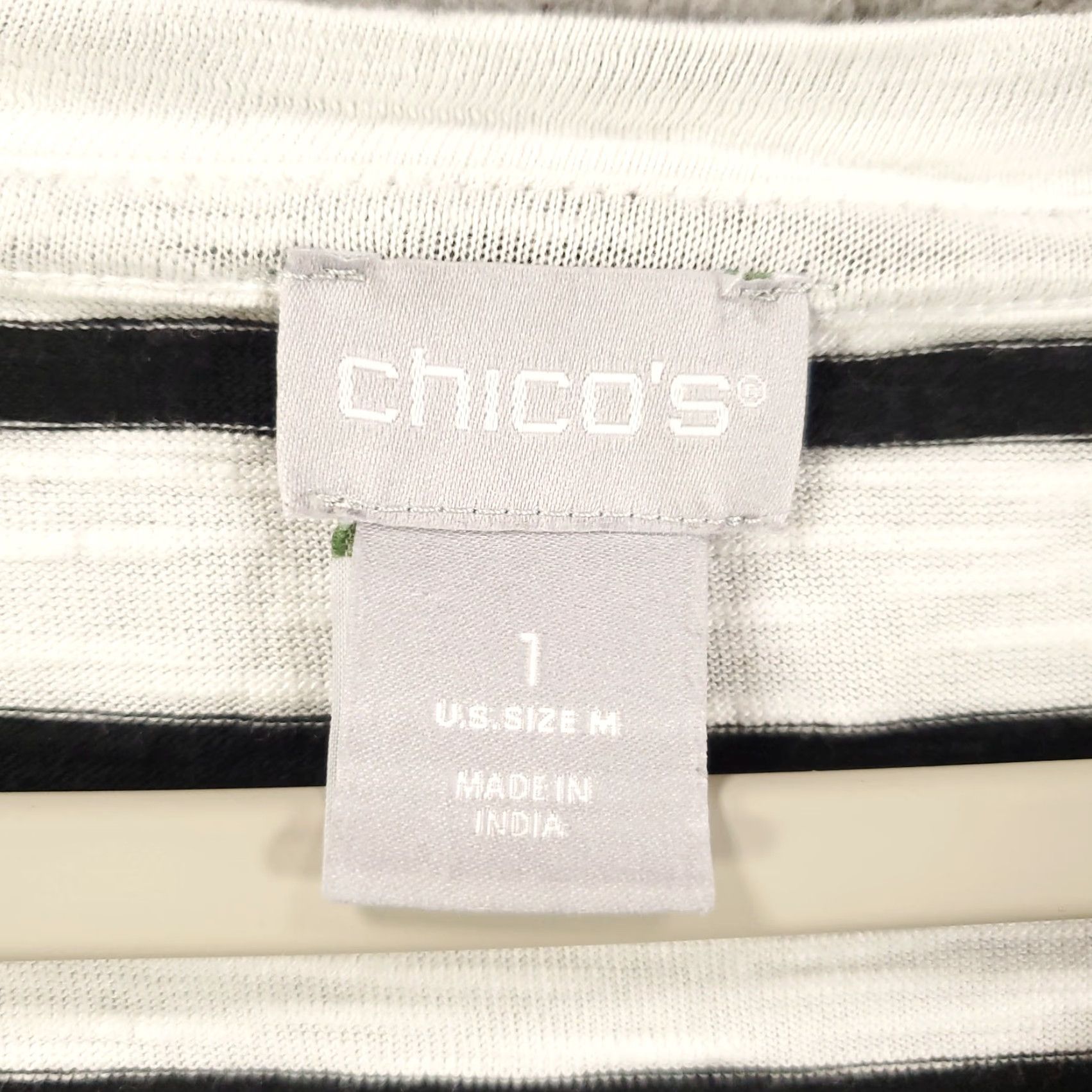 Vintage Chicos Blouse Womens Medium Black White Striped Stretchy Lightweight Tee Shirt Size M / US 6-8 / IT 42-44 - 5 Thumbnail
