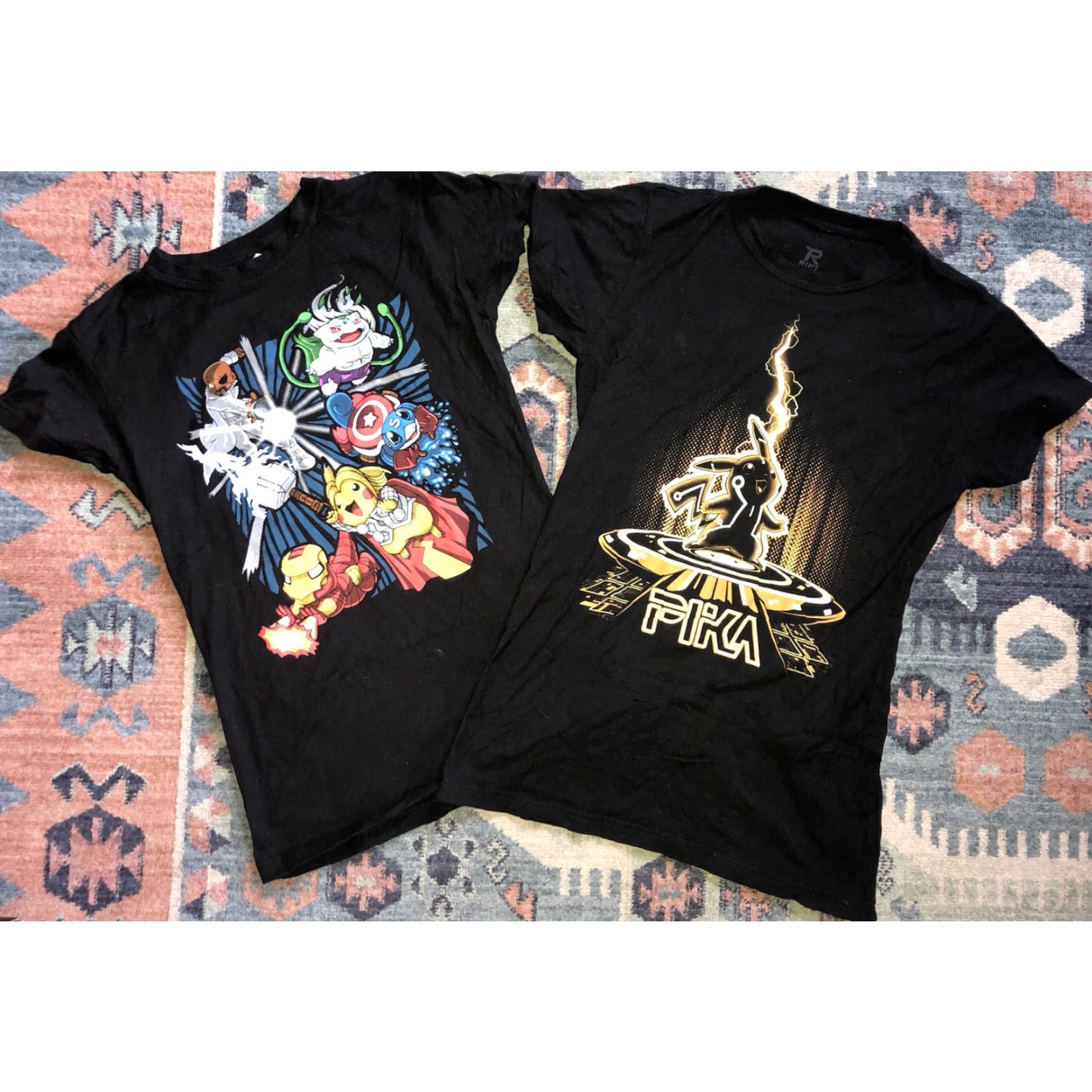 Vintage Ript Pokémon Meet Avengers T-Shirt Women M Black 100% Cotton Pikachu Pikachu & Avengers 90s? Size M / US 6-8 / IT 42-44 - 2 Thumbnail