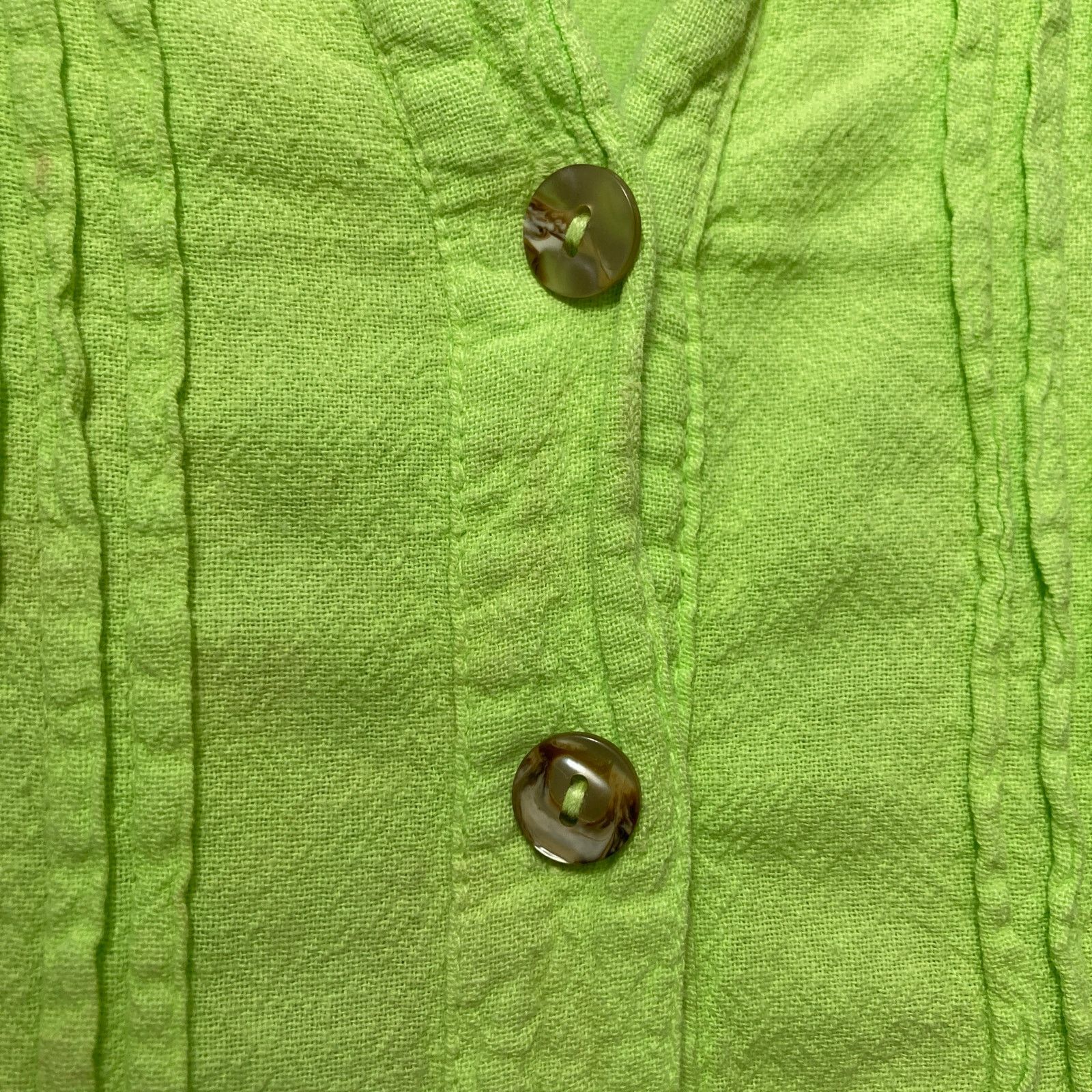 Other Dunes Lime Green Shell Button Long Shirt Textured Blouse Top Size L / US 10 / IT 46 - 7 Thumbnail