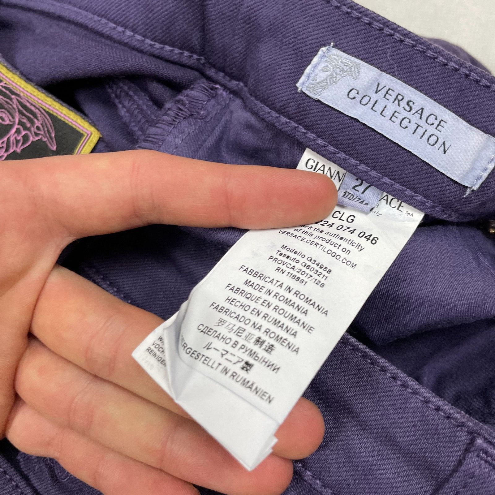 Versace Versace Women's Purple Denim Beaded Slim Fit Skinny Jeans 27 Size 27" / US 4 / IT 40 - 10 Thumbnail