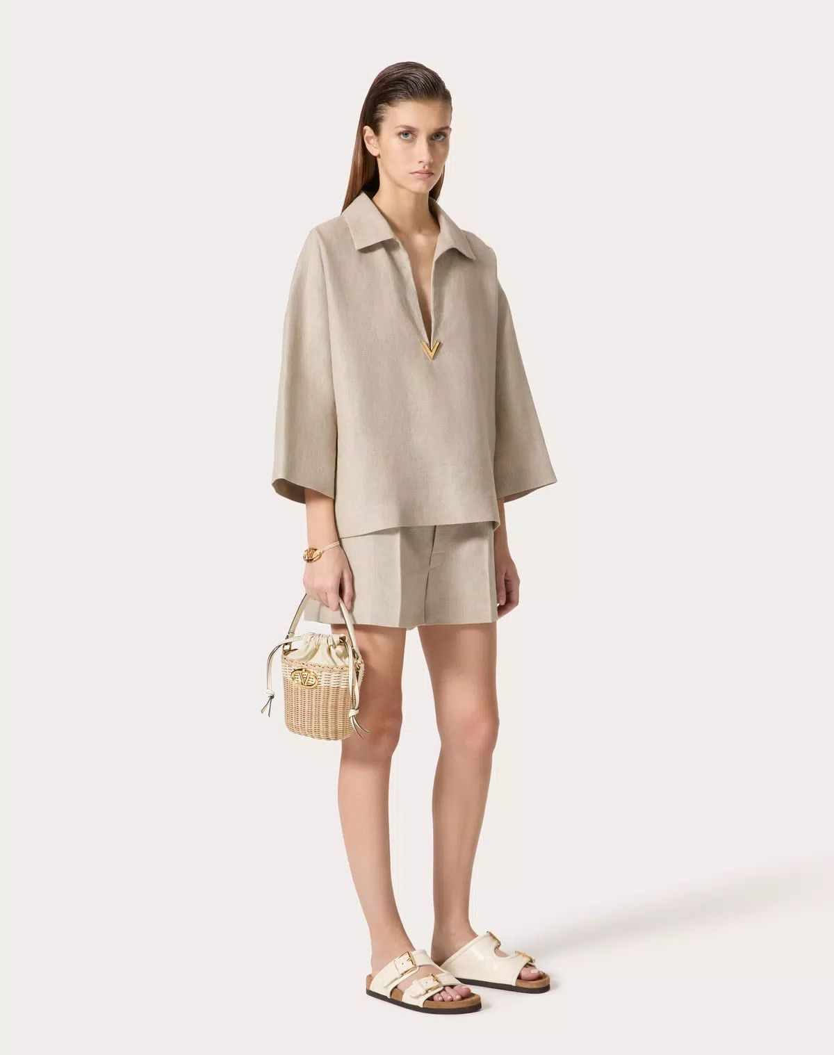 Valentino o1s1wg110625 Size: OS/Wicker Bucket Bag in Ivory/Beige Size ONE SIZE - 8 Thumbnail