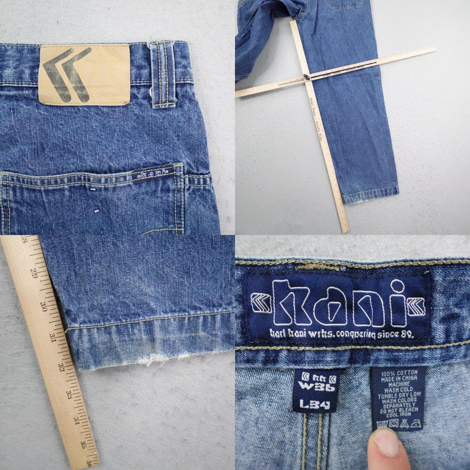 Karl Kani VINTAGE Karl Kani Jeans Mens 36x34 Blue Denim Baggy Hip Hop Carpenter 90s Y2K Size US 36 / EU 52 - 9 Thumbnail
