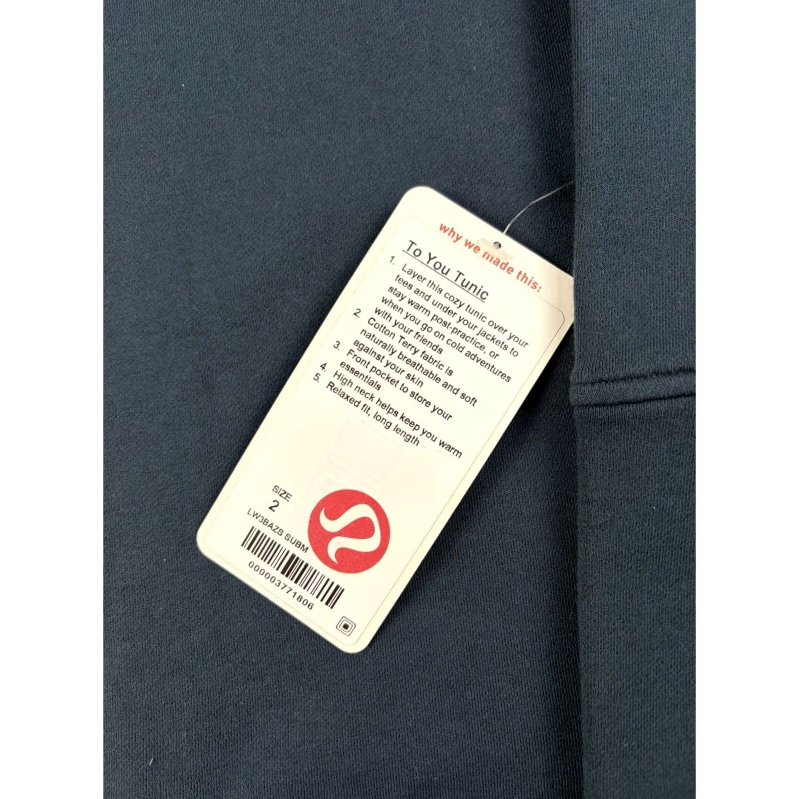 Lululemon Lululemon athletica Sweatshirt Tunic Kangaroo Pocket Blue 100% Cotton Terry Long Sleeve Pullover Women's Size 2 Size XS / US 0-2 / IT 36-38 - 3 Thumbnail