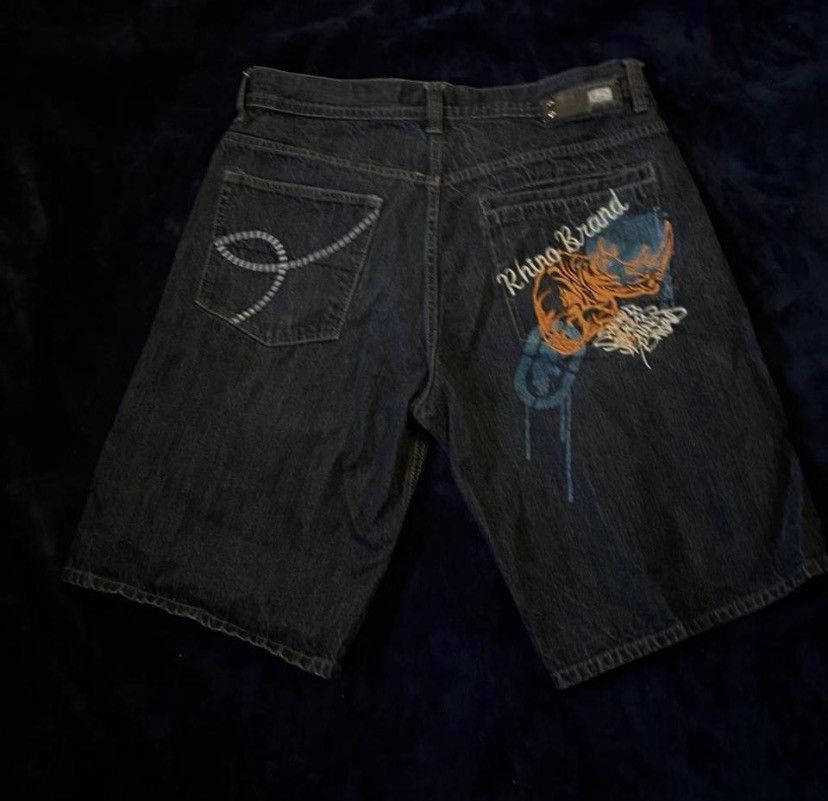Ecko Unltd. Ecko Untld. Navy Blue Rhino Graphic Jorts Size US 36 / EU 52 - 4 Thumbnail