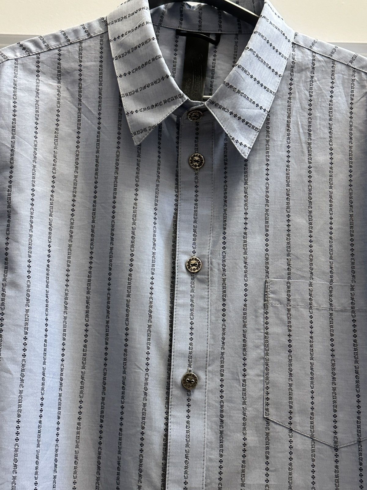 Chrome Hearts Chrome Hearts Pinstripe Botton Shirt Size US XL / EU 56 / 4 - 12 Thumbnail