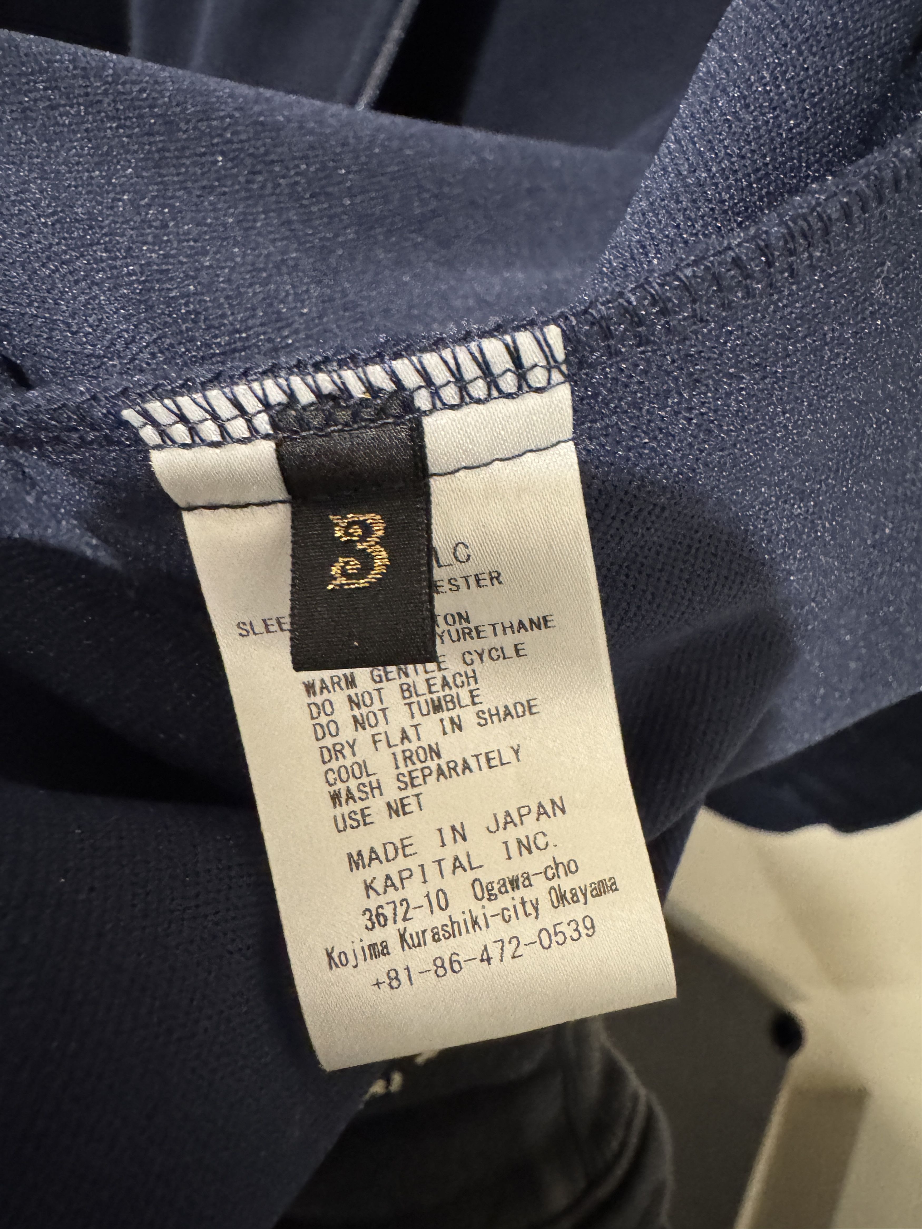 Kapital SMOOTH JERSEY KOCHI & ZEPHYR TRACK JACKET NAVY SIZE 3 LARGE Size US L / EU 52-54 / 3 - 7 Thumbnail