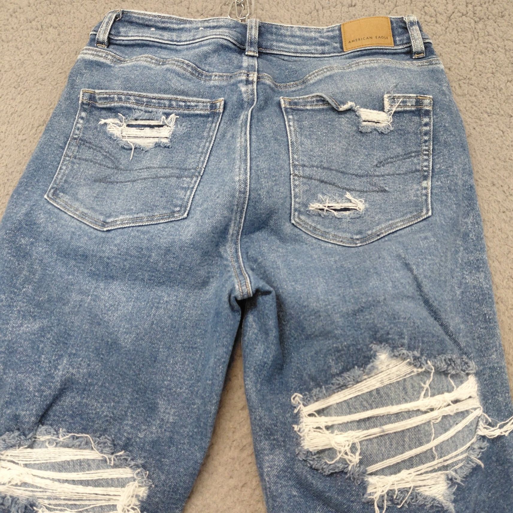 American Eagle Outfitters American Eagle Jeans Women’s Size 4 XLong Blue Distressed Denim Stretch Nice Size 27" / US 4 / IT 40 - 3 Thumbnail