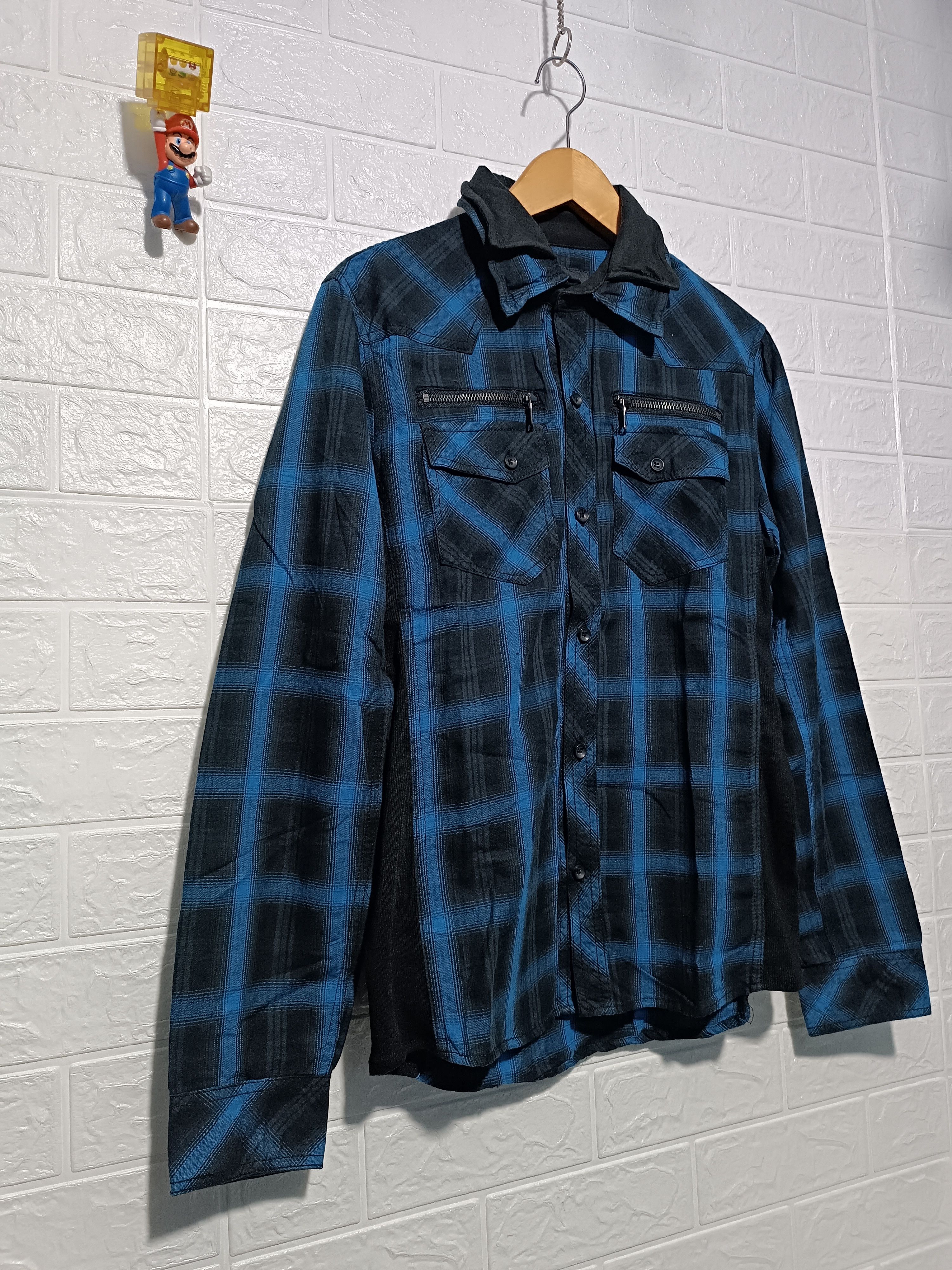 In The Attic Vintage In The Attic Homme Double Collar Plaid Blue Shirt Size US M / EU 48-50 / 2 - 5 Thumbnail