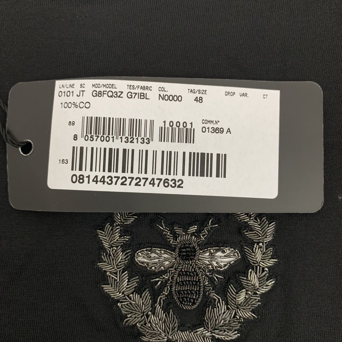 Dolce & Gabbana Dolce & Gabbana Crown Bee Studded Long Sleeve T-shirt K26WX Size US M / EU 48-50 / 2 - 8 Thumbnail