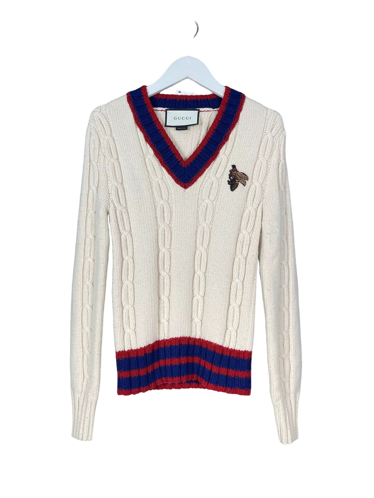 Gucci Gucci Bee Cable Knit Sweater Size XXS Size US XXS / EU 40 - 1 Thumbnail