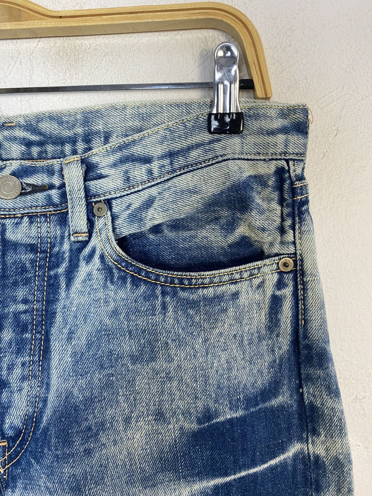 Levi's 90s Levi's Acid Wash Cropped Denim Cotton Hemp Buttonfly 31 Size US 31 - 5 Thumbnail