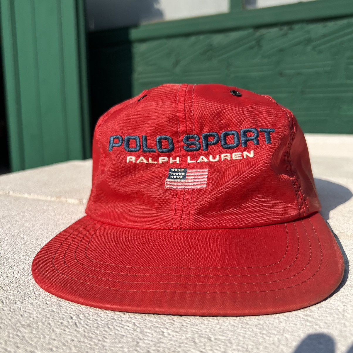 Polo Ralph Lauren Vintage 90's Polo Sport Red Nylon Strapback cap 