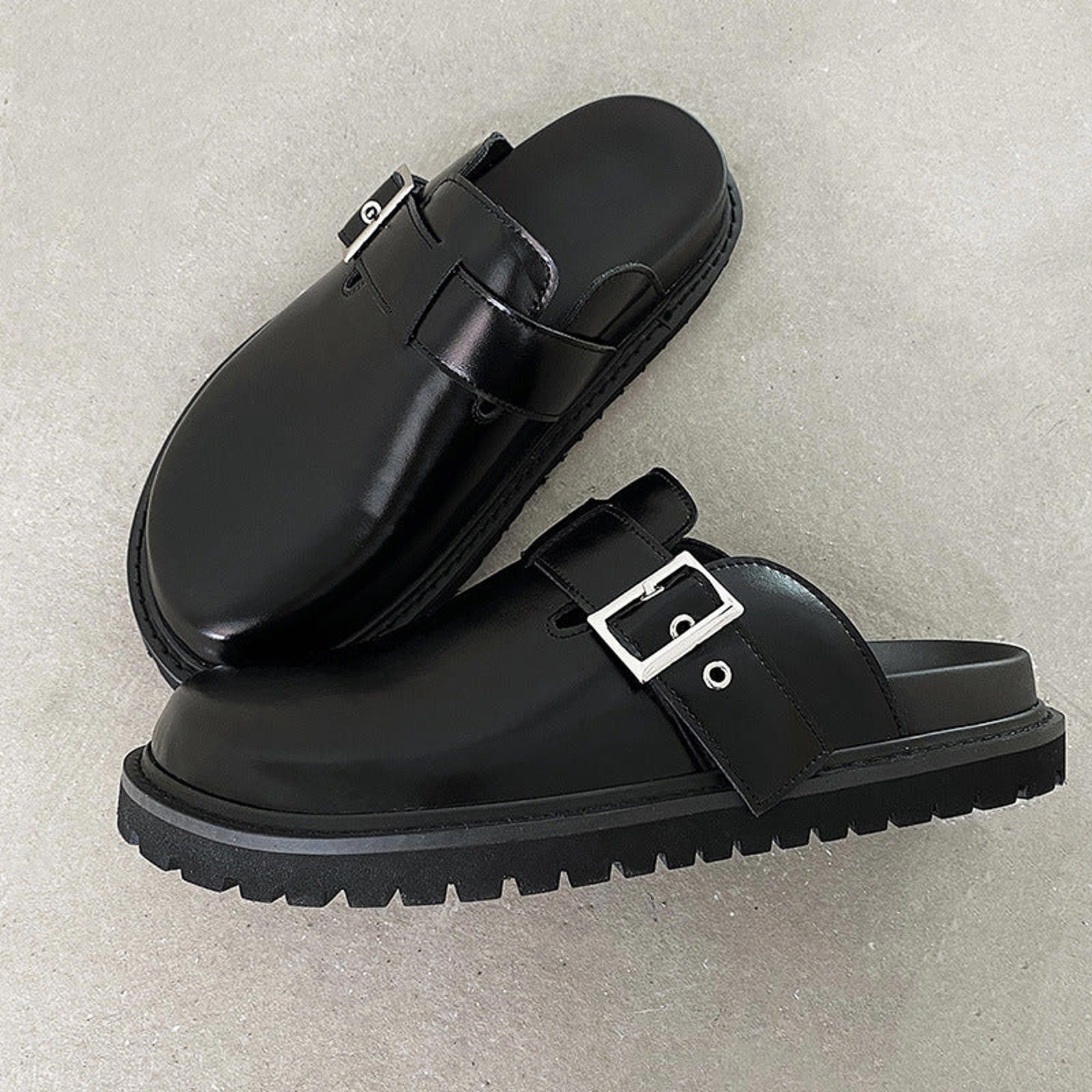 Leather Big-Head Platform Clog Slipper | Leather Outer-Wear Shoes Size US 10 / EU 43 - 2 Thumbnail