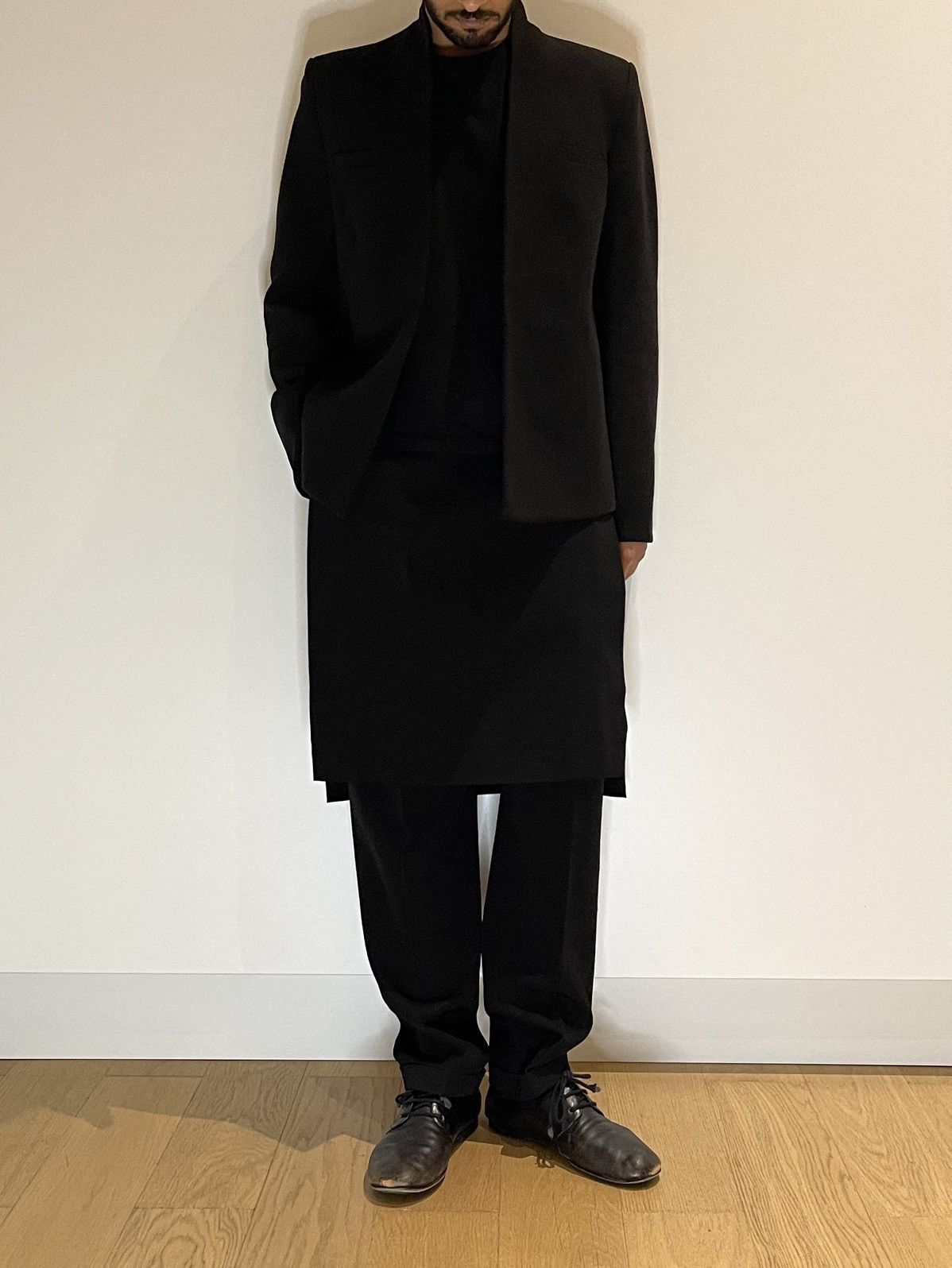 Dries Van Noten Dries Van Noten Black Mixed Wool Hybird Skirt Trousers Size US 30 / EU 46 - 1 Thumbnail