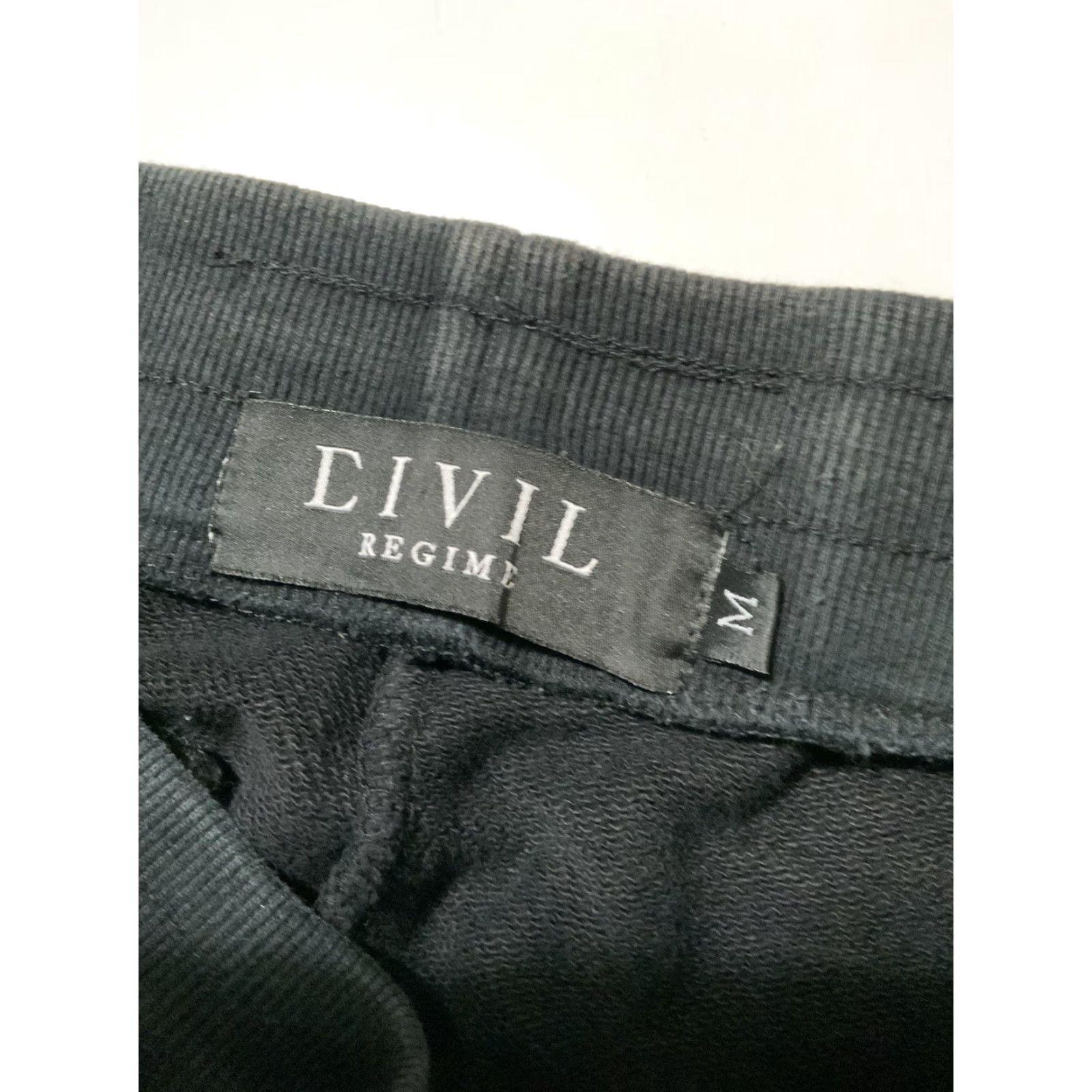 Vintage VINTAGE Civil Regime Black Embroidered Terry Fleece Slim Long Jogger Sweatpants Sz. M Size US 31 - 4 Thumbnail