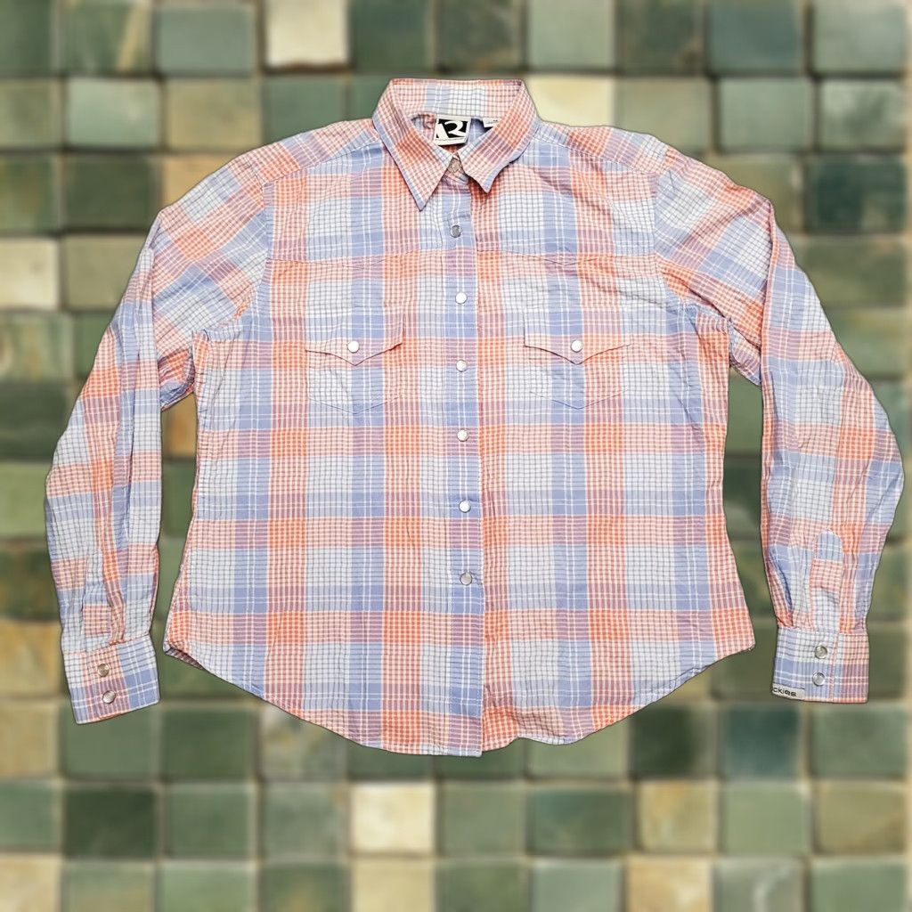 Vintage VINTAGE Rockies Shirt Women M Peach Blue Plaid Pearlsnap Western Cowboy Casual Size M / US 6-8 / IT 42-44 - 1 Thumbnail