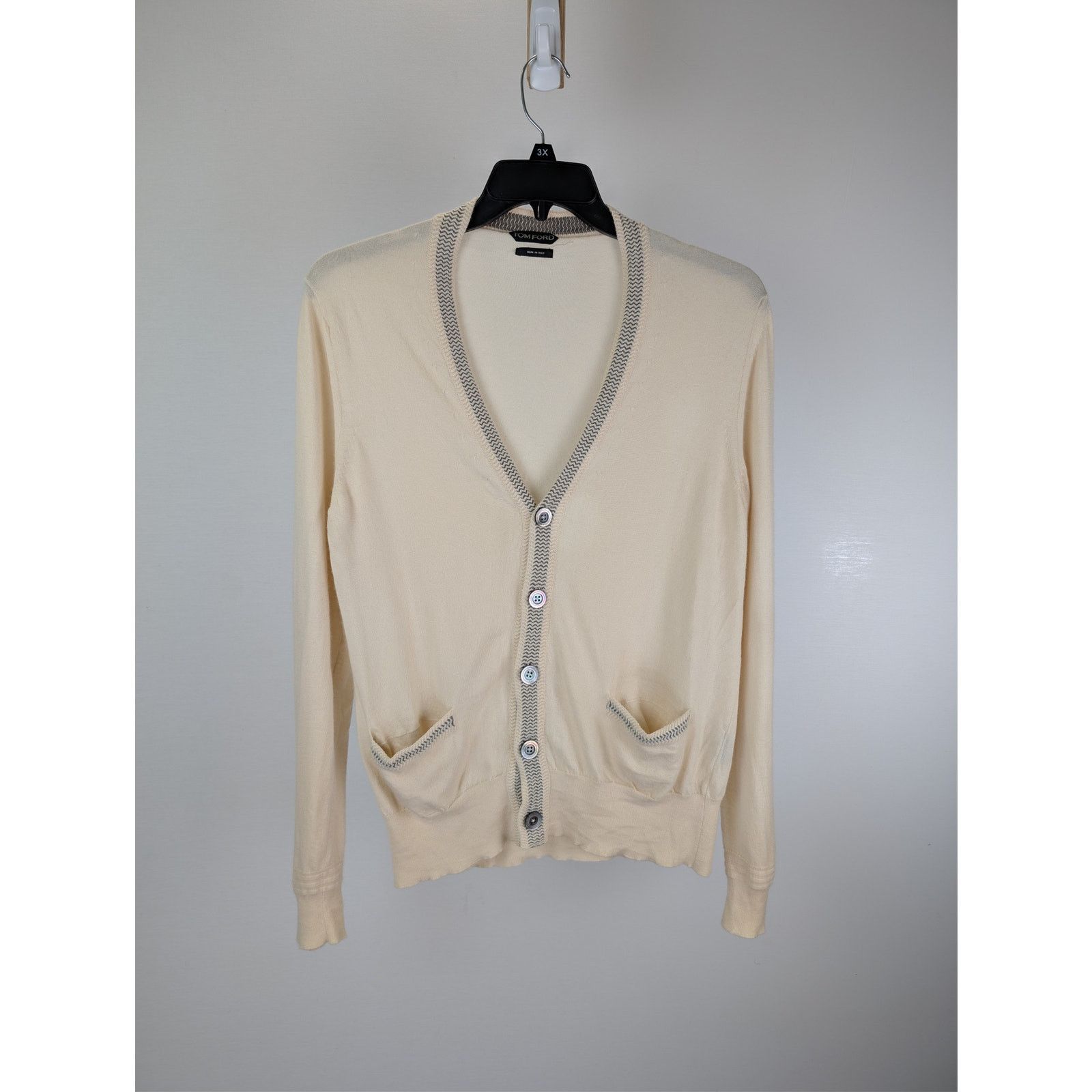 Tom Ford o1rshd1 CC20 Cardigan Sweater in Beige Size US L / EU 52-54 / 3 - 8 Thumbnail