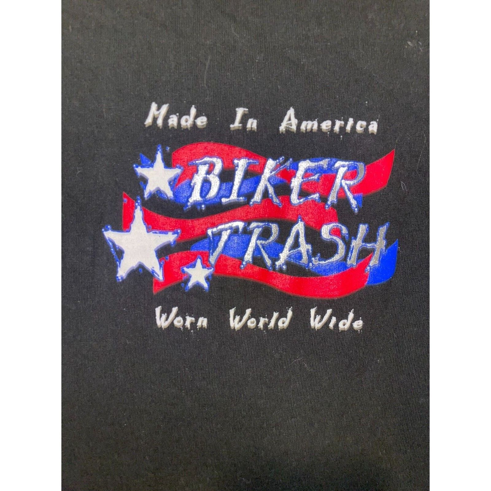 Jerzees × Vintage Bike Trash Shirt Worn World Wide Made In America L Black Tee Size US L / EU 52-54 / 3 - 3 Thumbnail