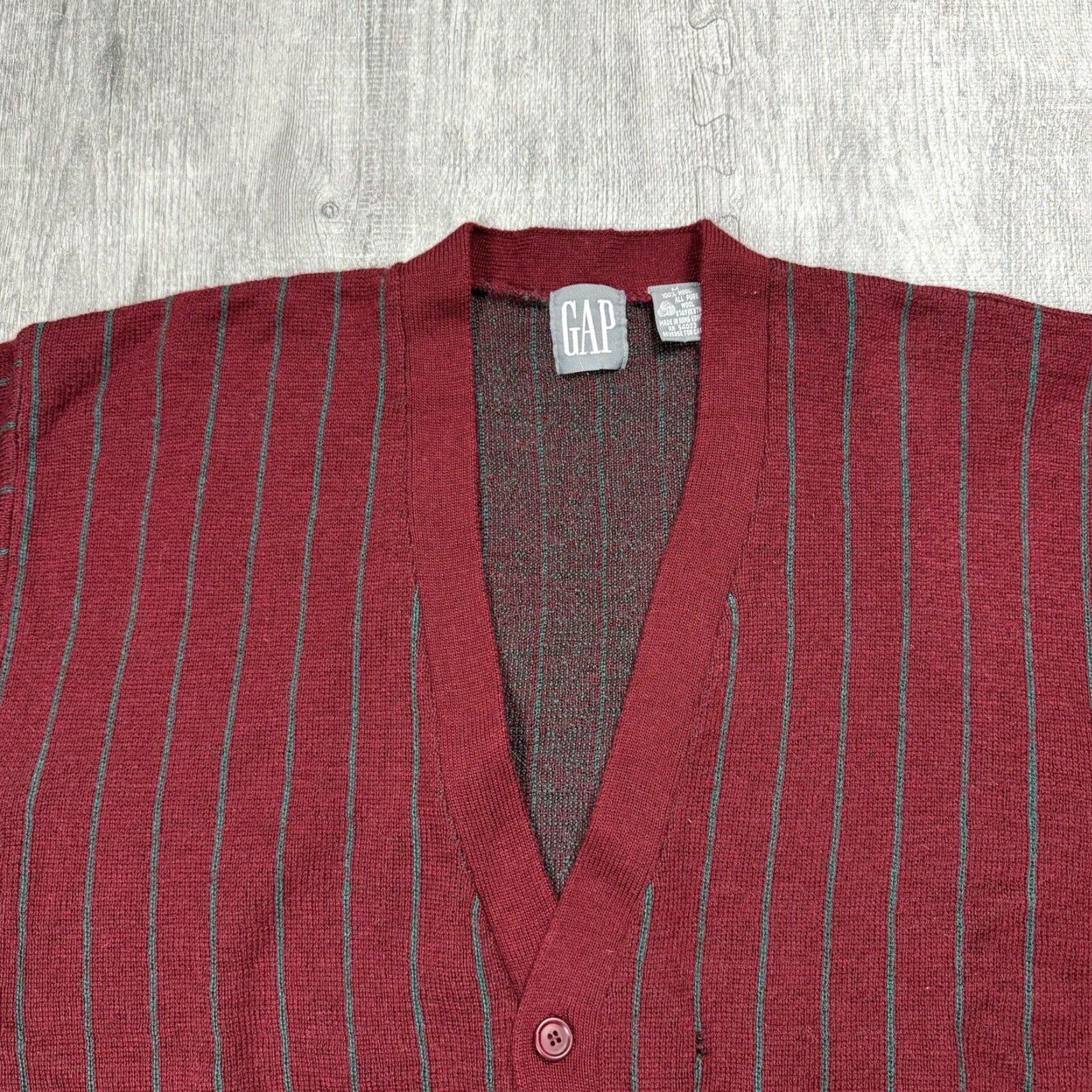 Gap VINTAGE Gap 90s Wool Button Front Striped Grandpa Cardigan Mens M Knit All Seasons Size US M / EU 48-50 / 2 - 2 Thumbnail
