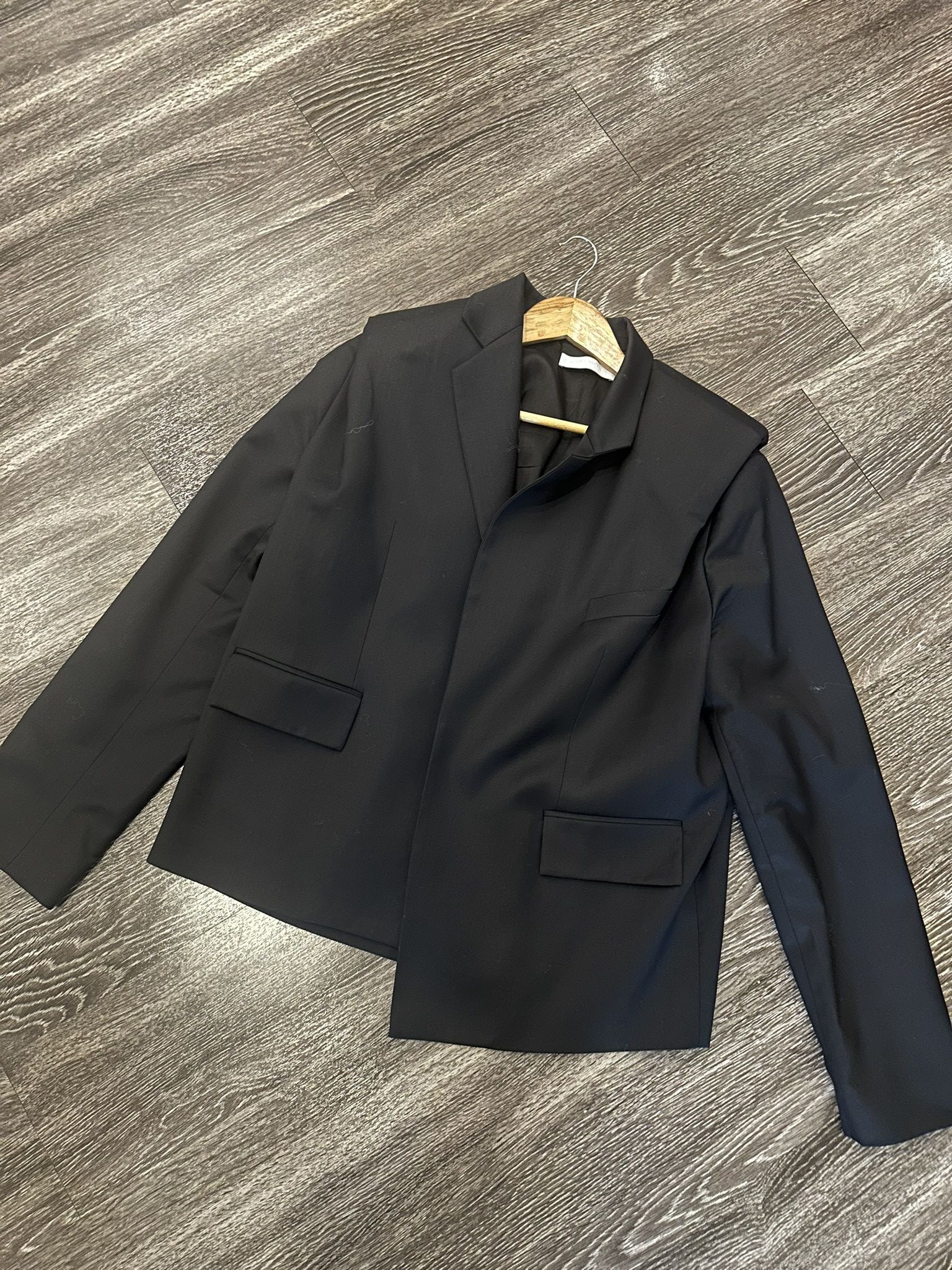 Bianca Saunders Raised Padded Shoulder Black Blazer Size 36R - 1 Thumbnail