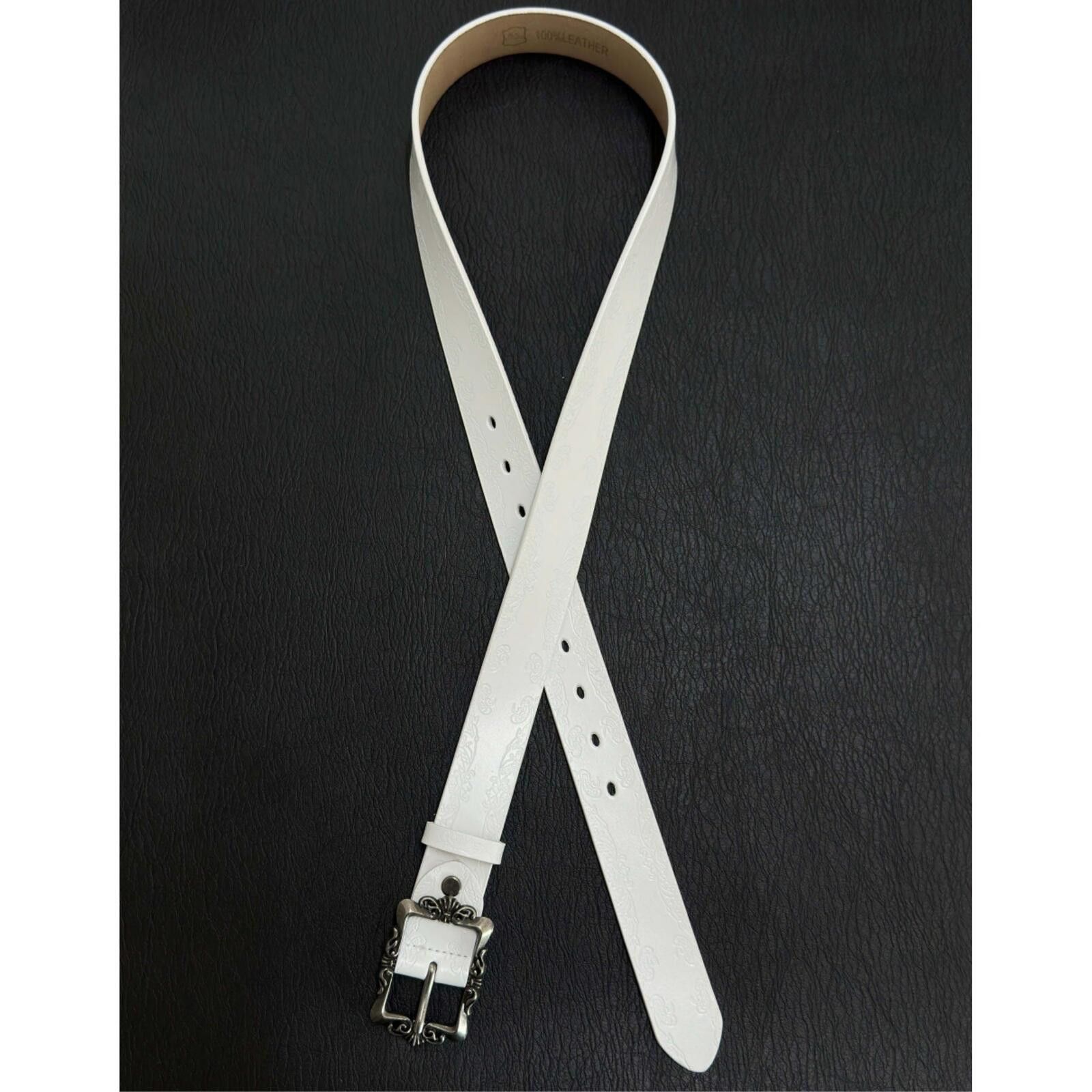 Other White Porcelain Relief Embossed Belt Size ONE SIZE - 2 Thumbnail