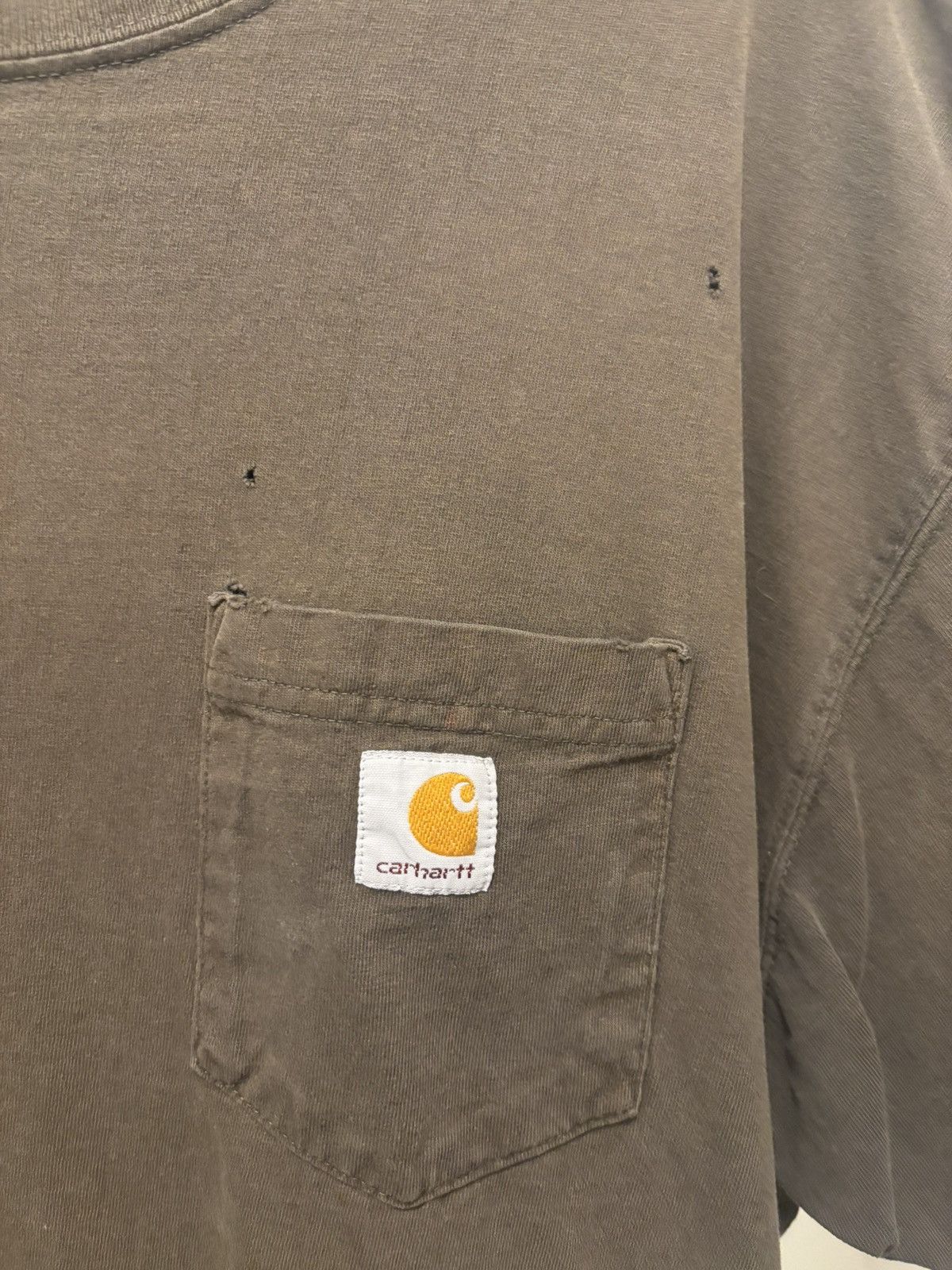Carhartt × Vintage Carhartt Distressed Brown Logo Pocket Tee Size US XL / EU 56 / 4 - 3 Thumbnail