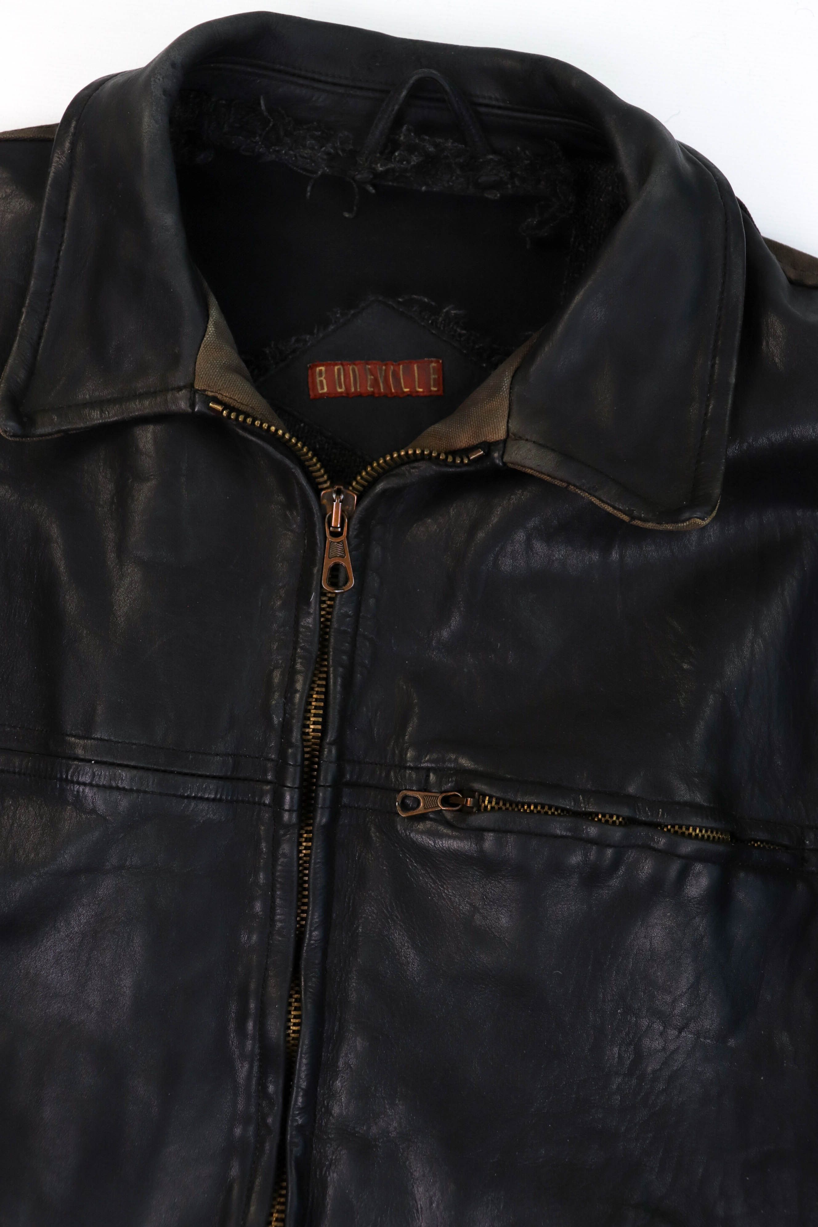 Boneville Boneville Vintage Thrashed Distress Sunfaded Leather Jacket Size US L / EU 52-54 / 3 - 6 Thumbnail