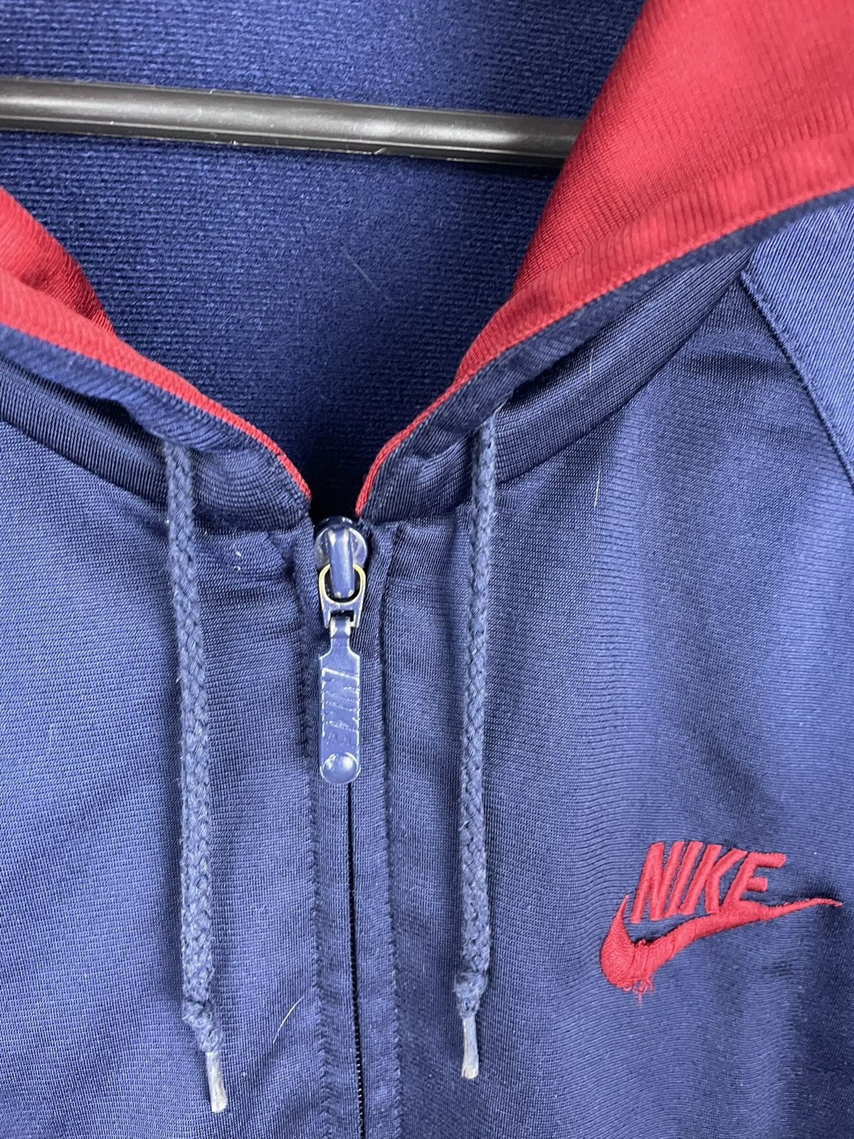Nike × Vintage Big Swoosh Nike Vintage Zip Hoodie Blue Size M Size US M / EU 48-50 / 2 - 2 Thumbnail