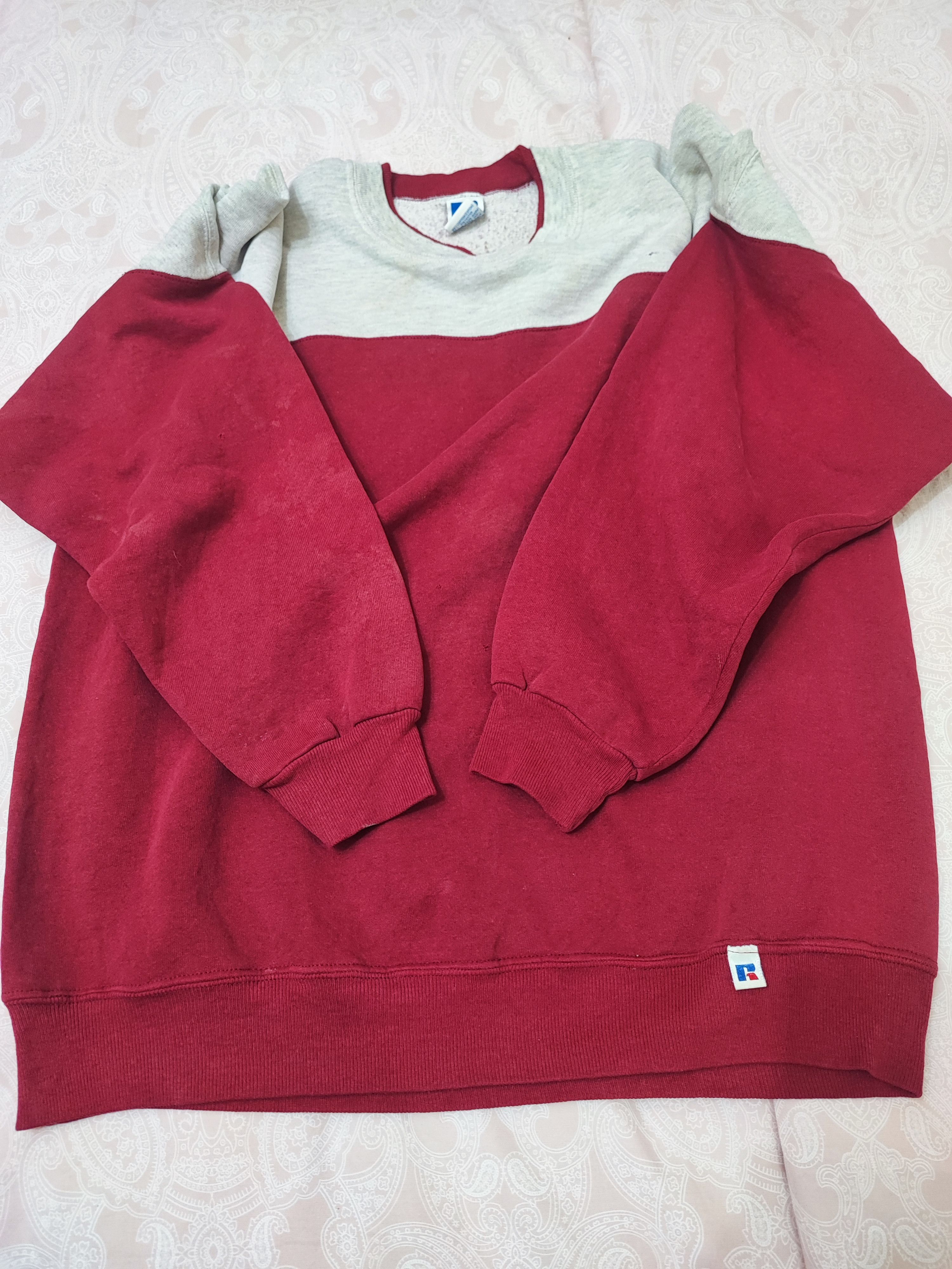 Russell Athletic Vintage Russell Athletic trashed Boxy 2 tone sweatshirt Size US XL / EU 56 / 4 - 13 Thumbnail