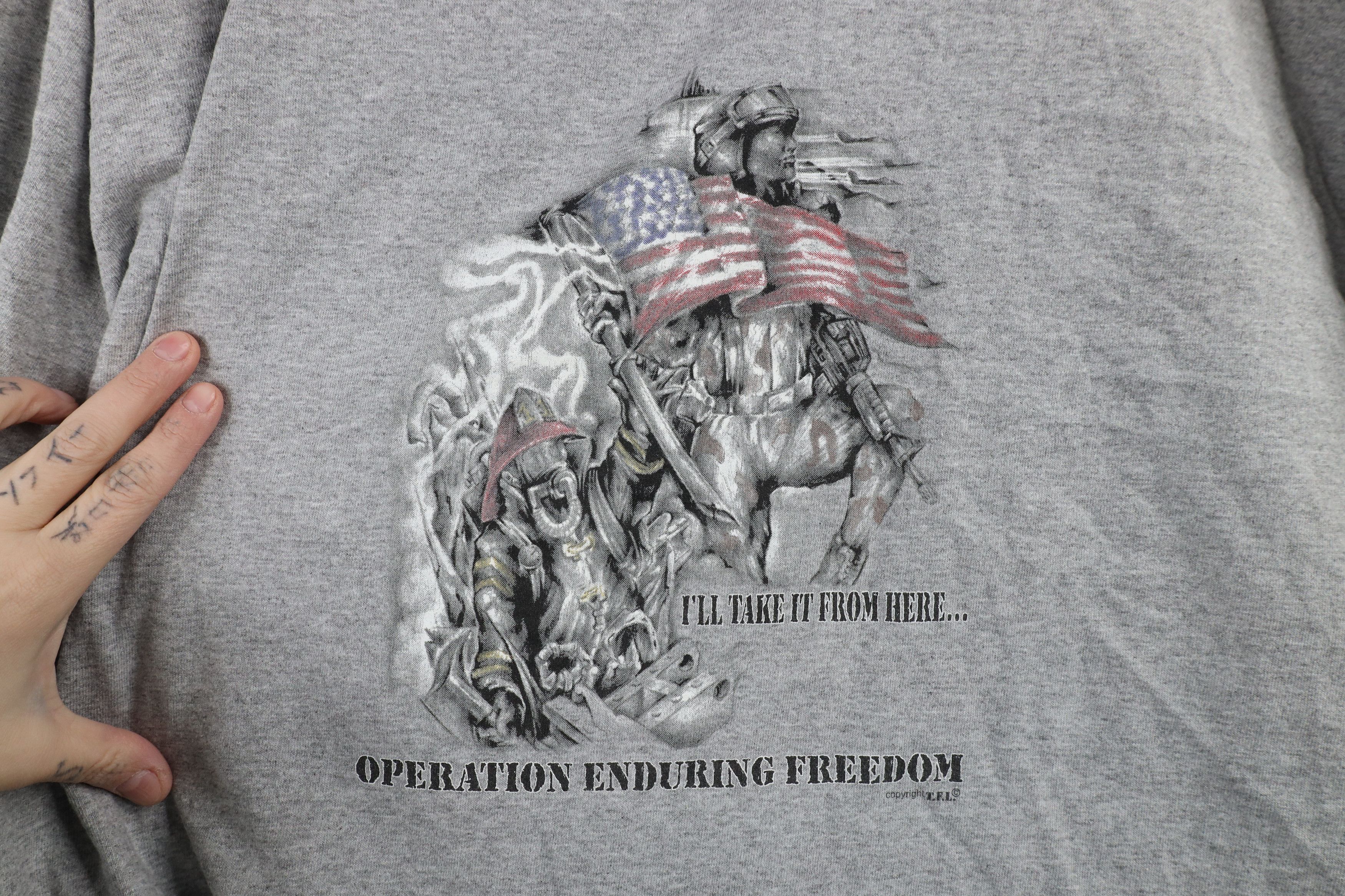 Vintage Vintage Y2K 9/11 Operation Enduring Freedom T-Shirt Gray Size US XXL / EU 58 / 5 - 4 Thumbnail