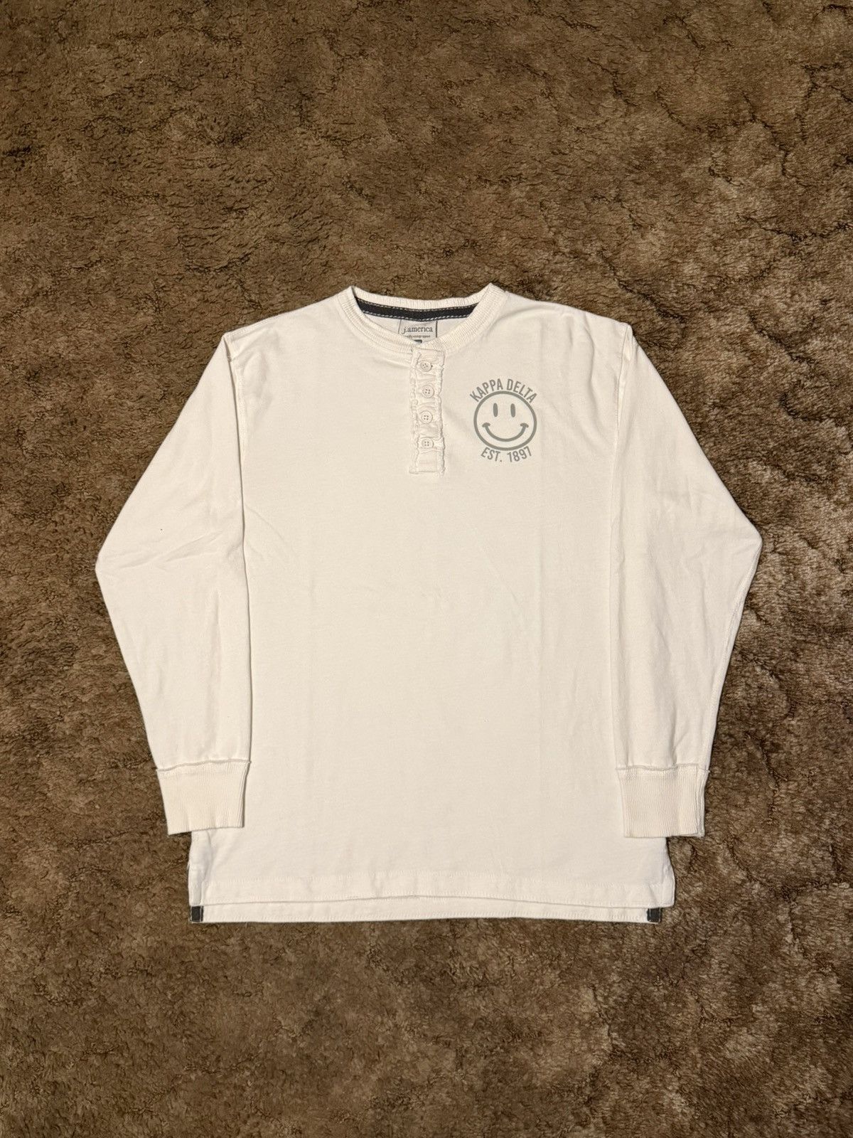 J. America Kappa Delta Sorority Smiley Face Long Sleeve Tee White Large Size US L / EU 52-54 / 3 - 1 Thumbnail